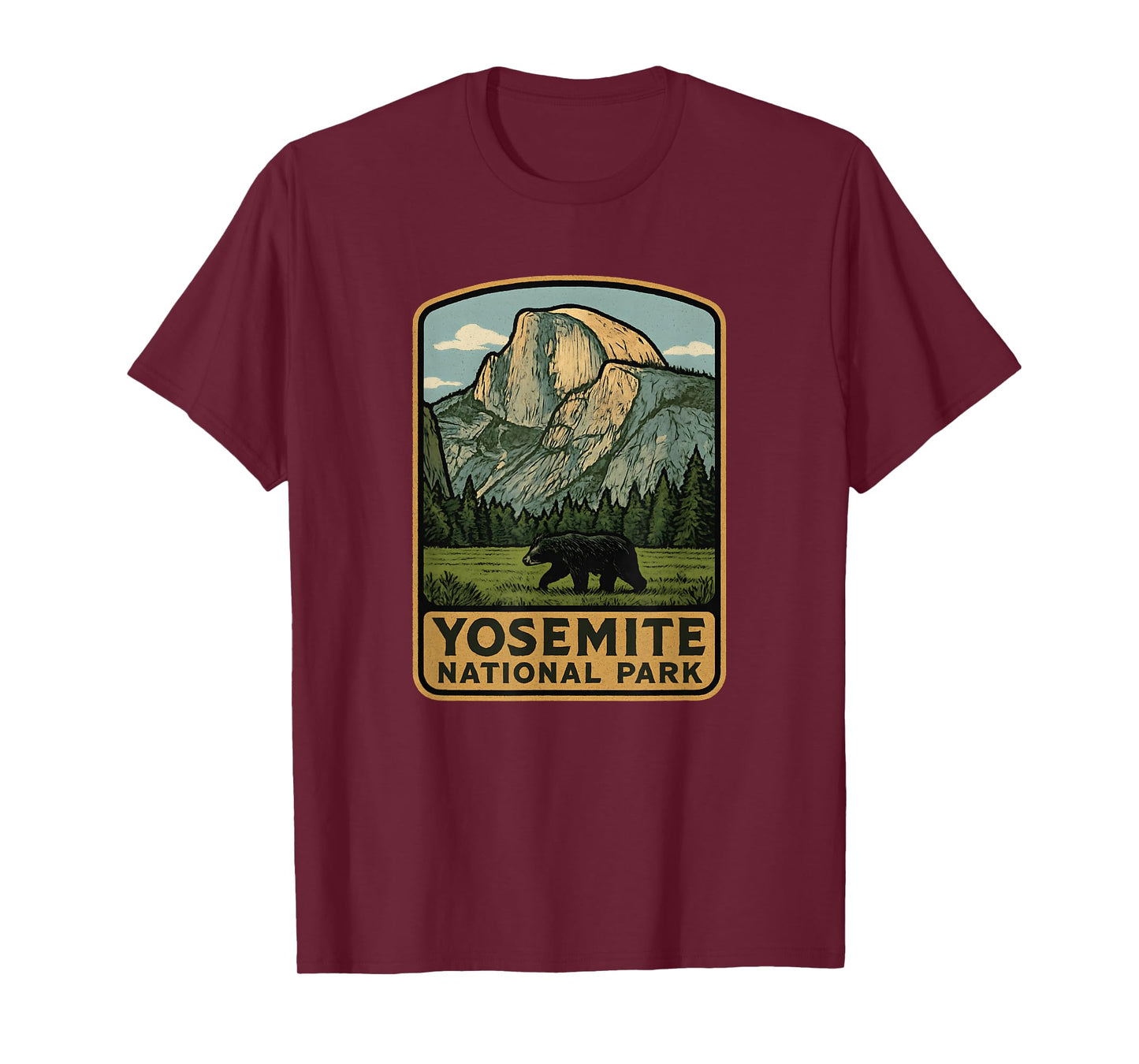 Yosemite, Retro, Half Dome, Bear T-Shirt