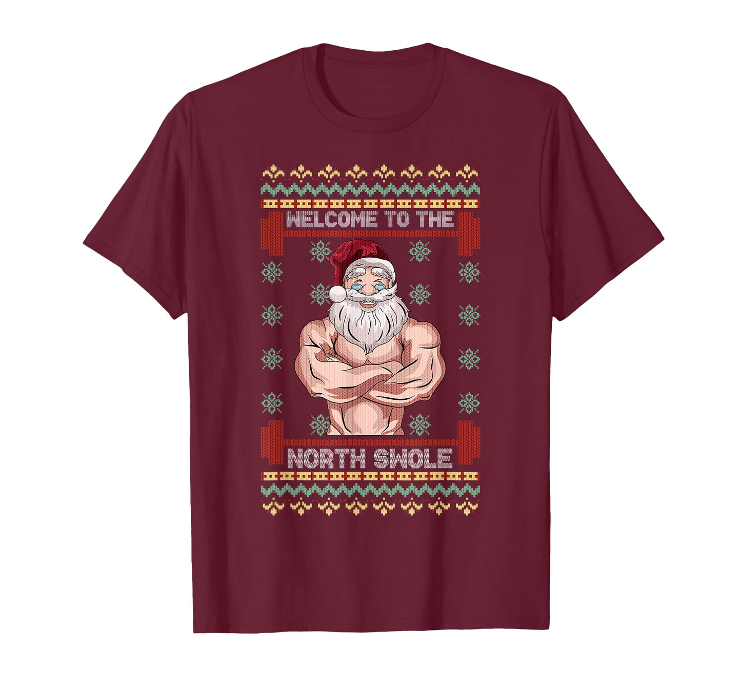 The North Swole Welcome Muscle Santa Claus Christmas Gym T-Shirt