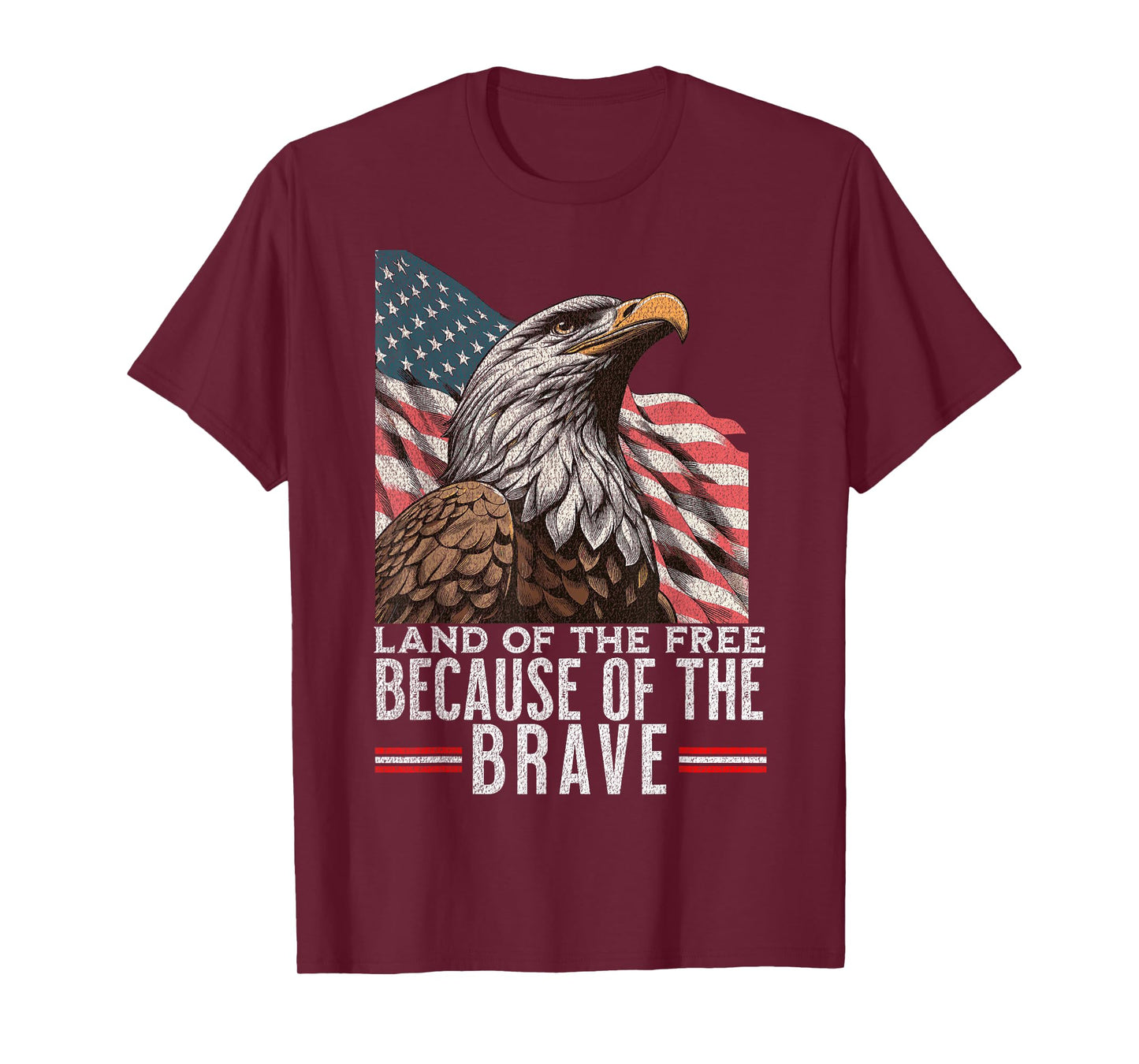 Land of the Free Because of the Brave Vintage America Eagle T-Shirt