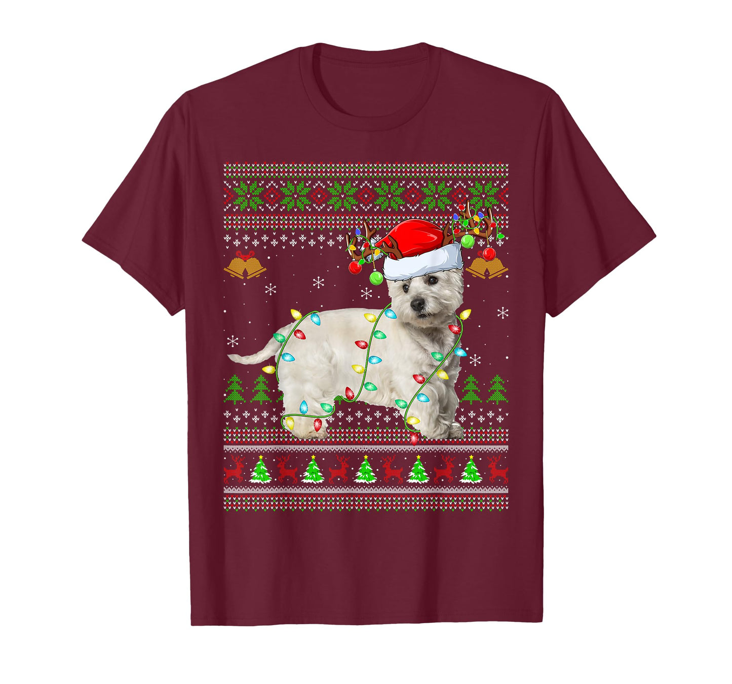 Westie Dog West Highland Terrier Ugly Christmas Sweater Xmas T-Shirt