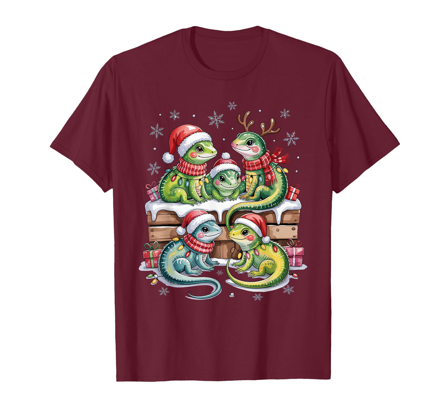 Lizard Christmas Cute Pet Lovers Funny Holiday Pajamas T-Shirt