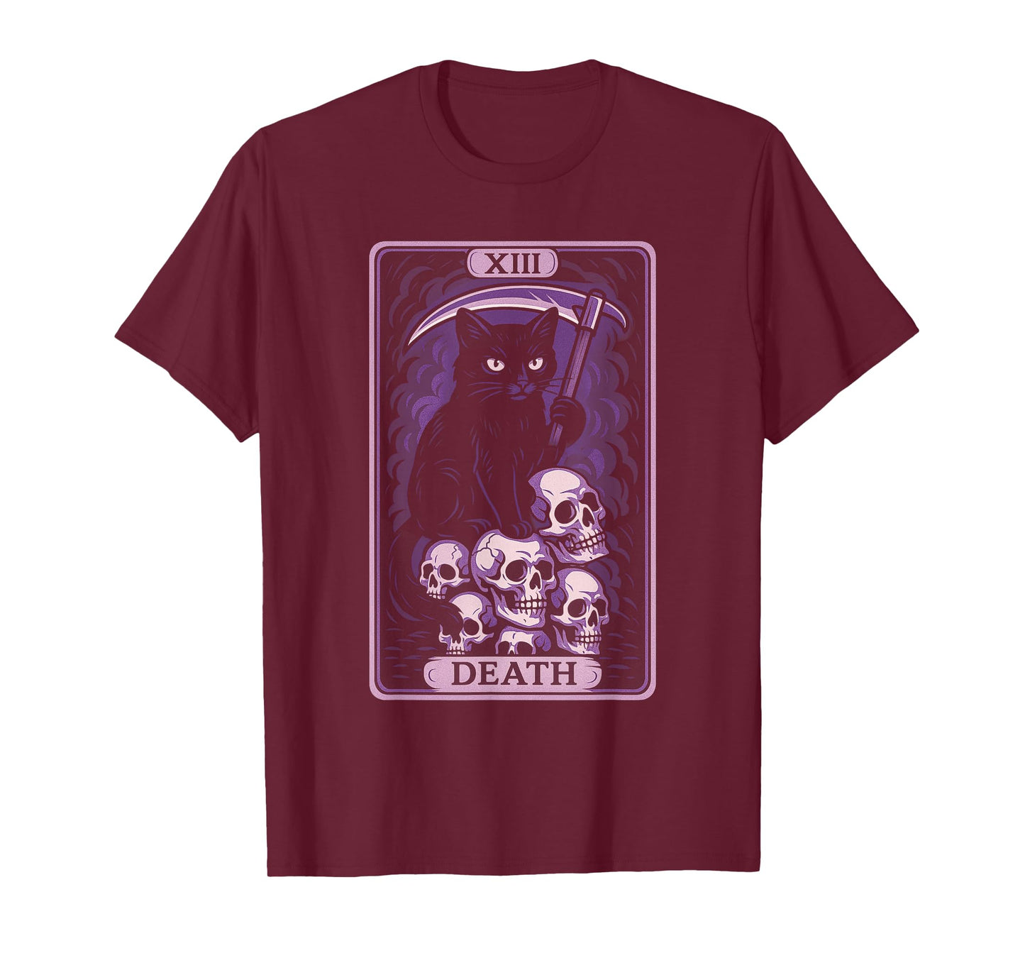 Black Cat Tarot Card Death Halloween Witchy Cat Lover T-Shirt
