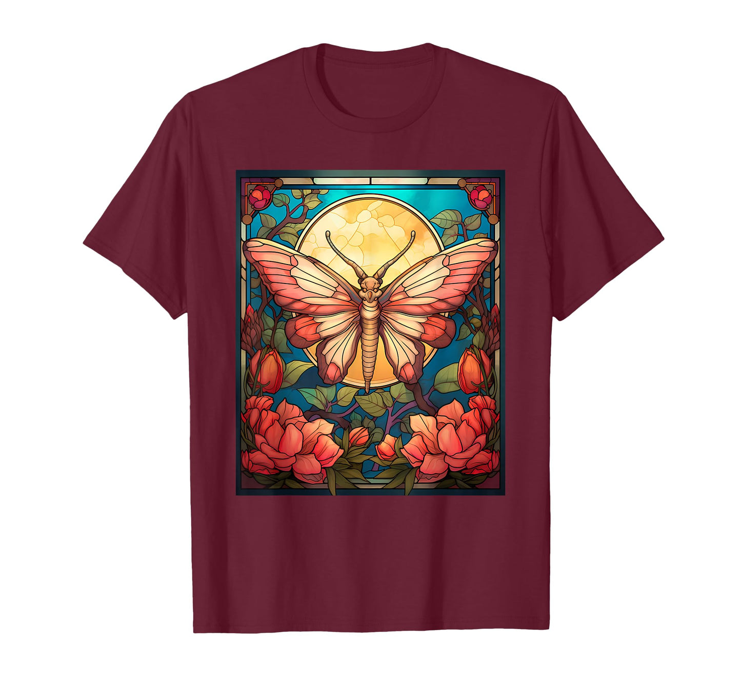 Stained Glass Style Rosy maple moth T-Shirt
