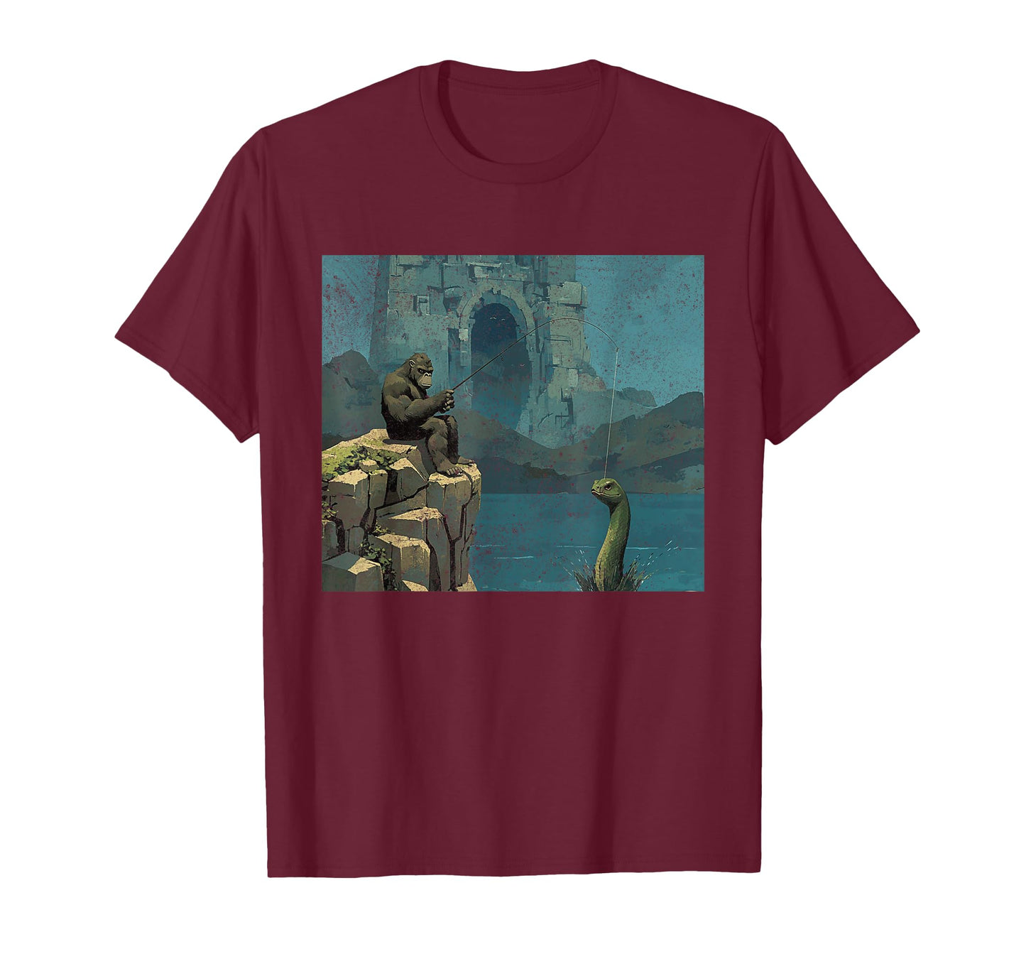 Bigfoot Sasquatch Fishes for The Loch Ness Monster Funny T-Shirt