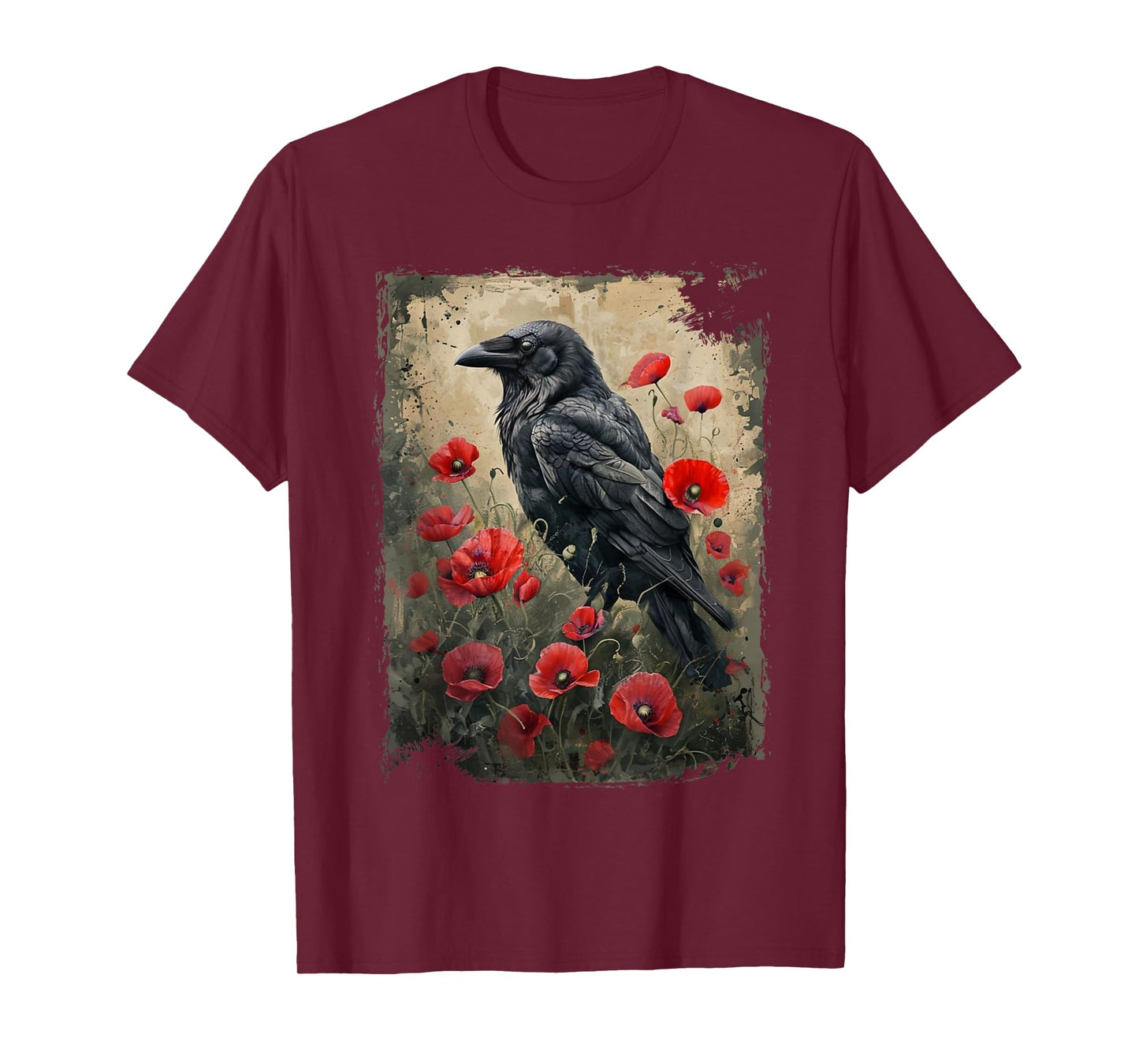 Vintage Floral Black Bird Crow Graphic Funny Crow Lover T-Shirt
