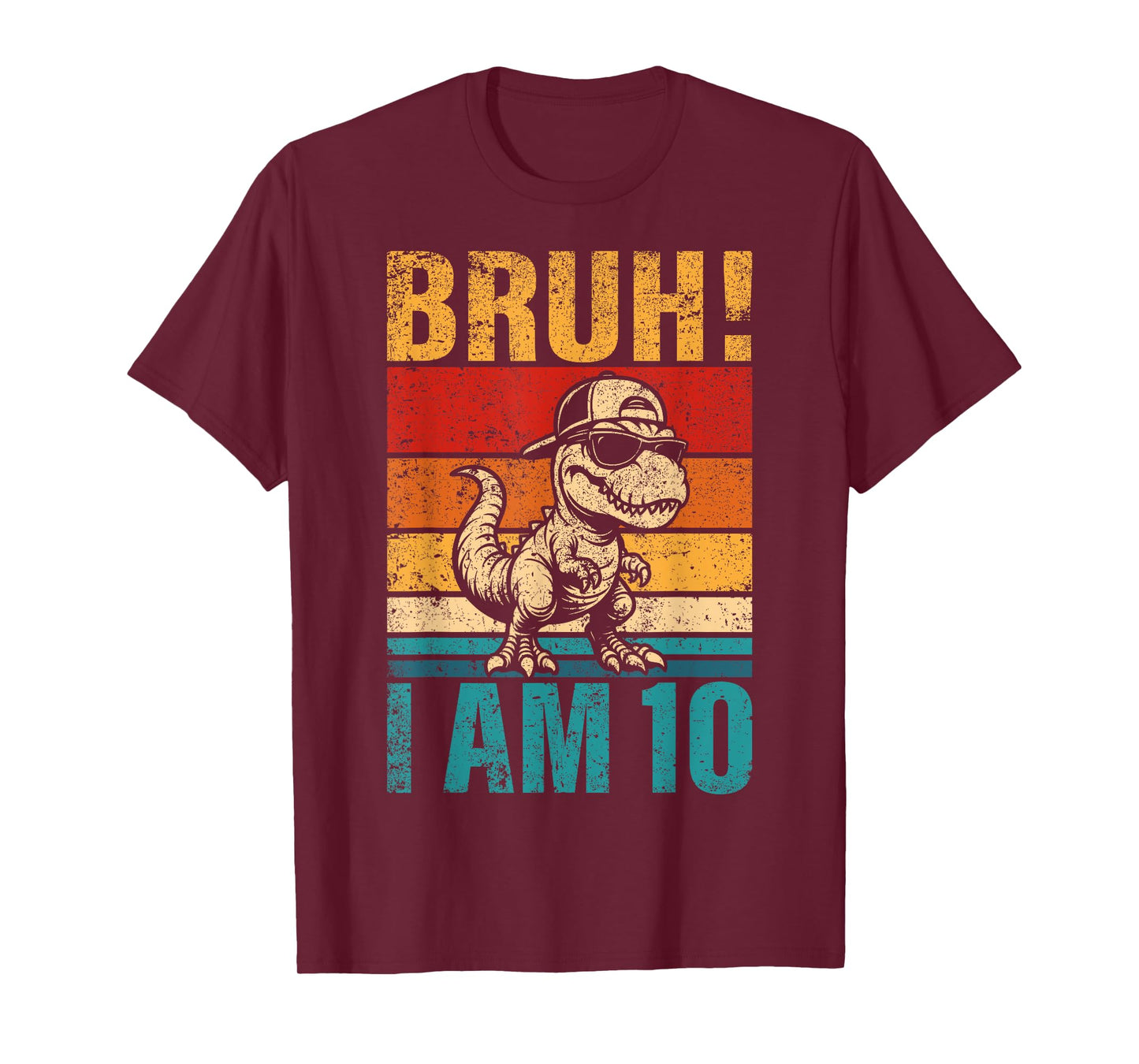 10 Year Old Birthday Boy Dinosaur Bruh It's My 10th Birthday T-Shirt
