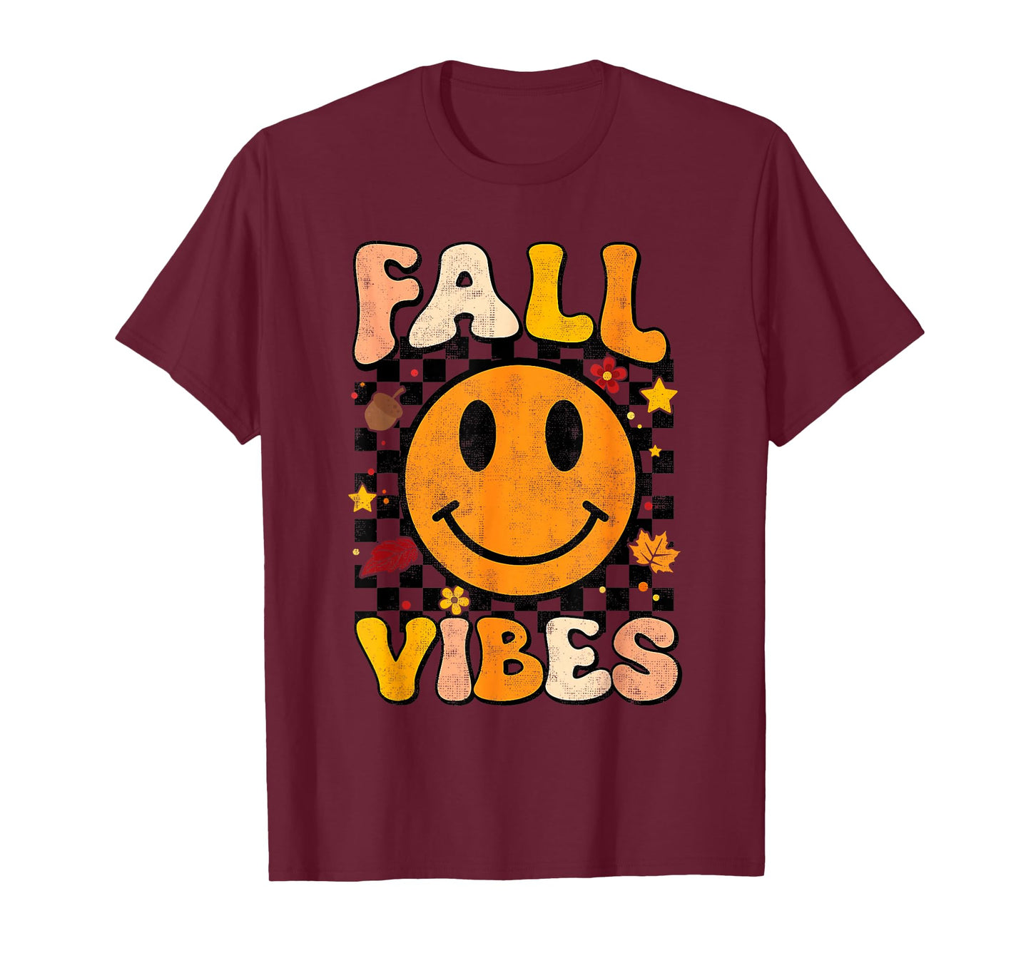 Fall Vibes Tis The Season Fall Leaves Retro Autumn Funny T-Shirt