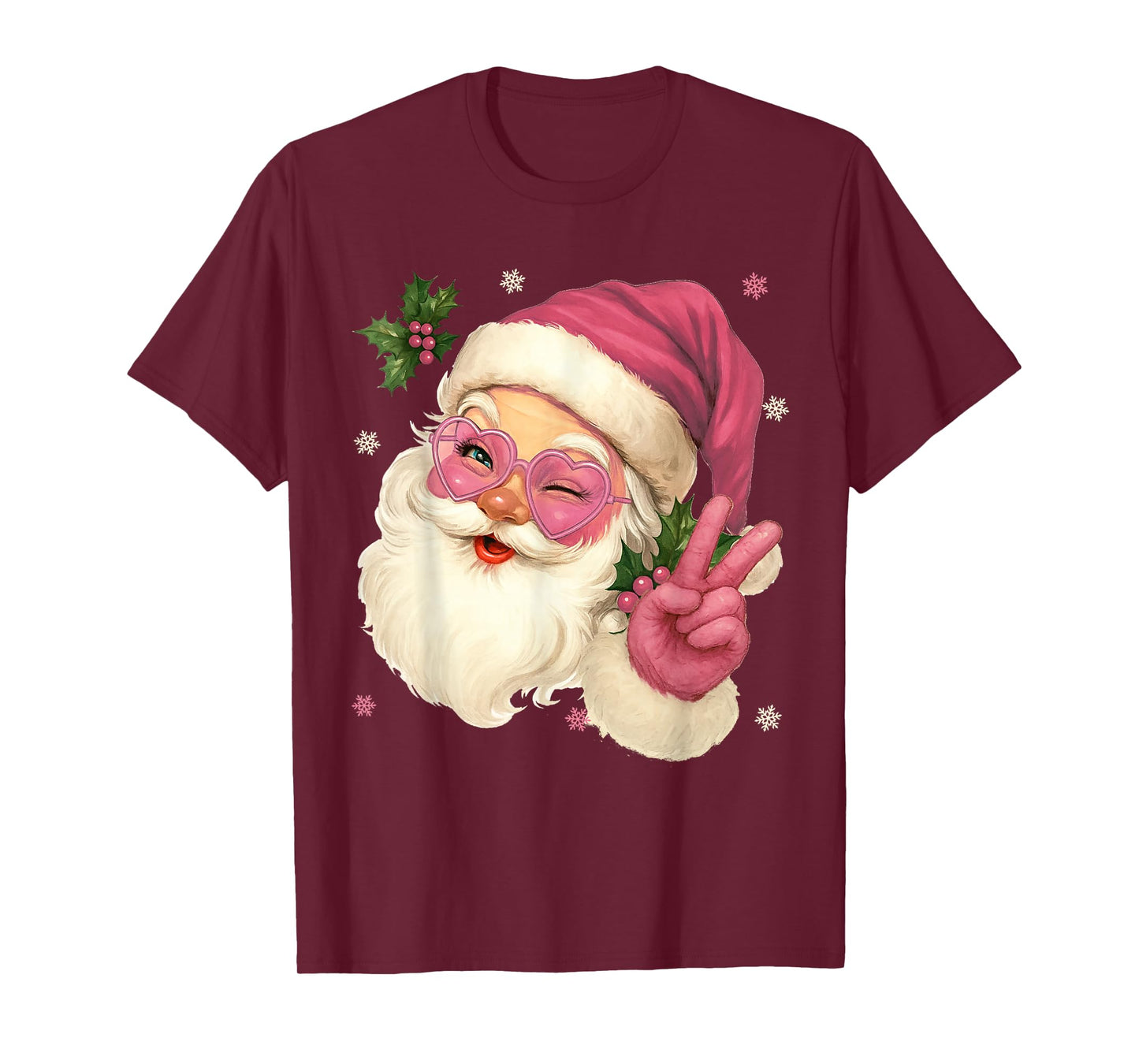 Cute Pink Santa Christmas Pjs Pajamas Xmas Girls Womens Tees T-Shirt