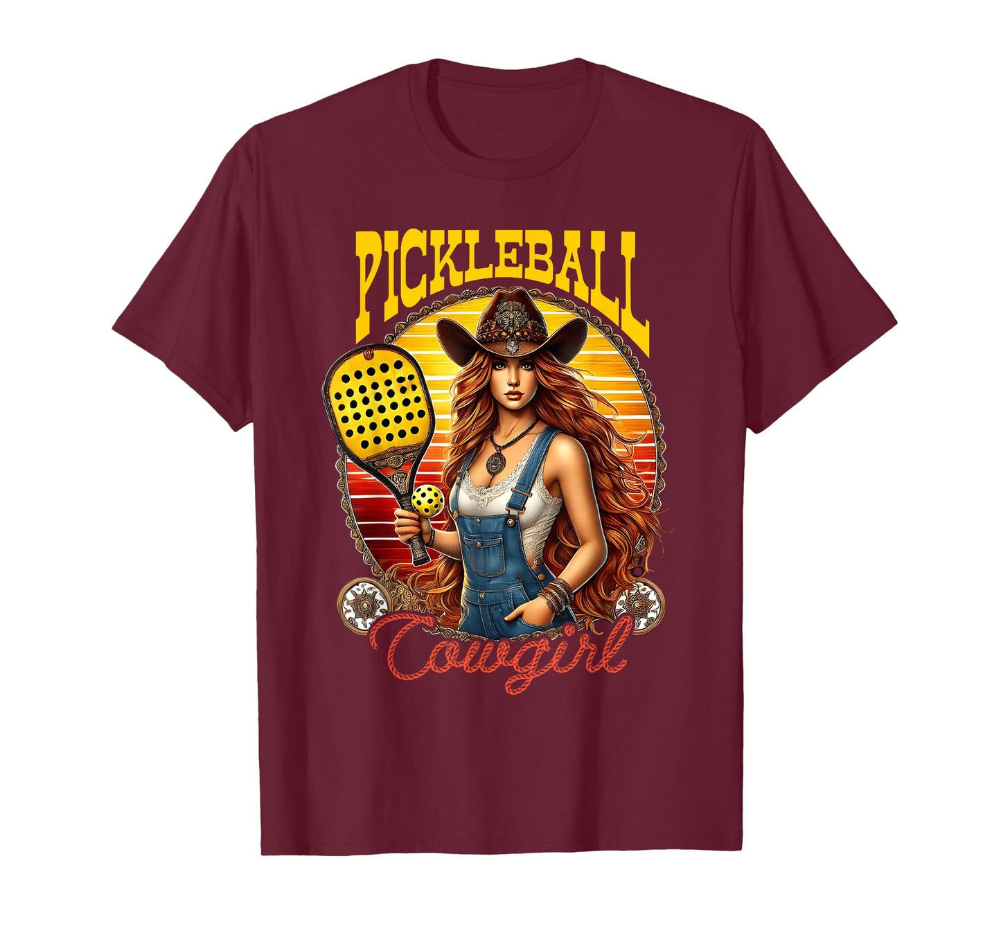 Pickleball Cowgirl Western Girl Funny Pickleball Player T-Shirt