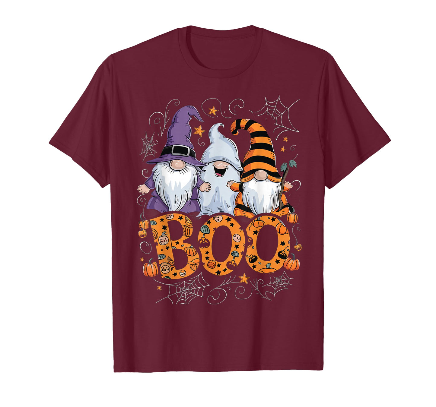 Funny Boo Witch Spiders Pumpkins Happy Halloween Gnome T-Shirt