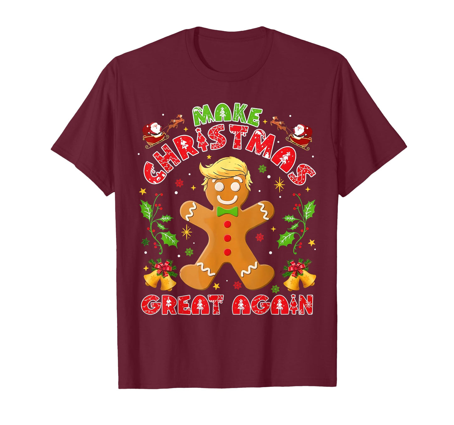 Funny Trump Gingerbread Man Make Christmas Great Again 2024 T-Shirt