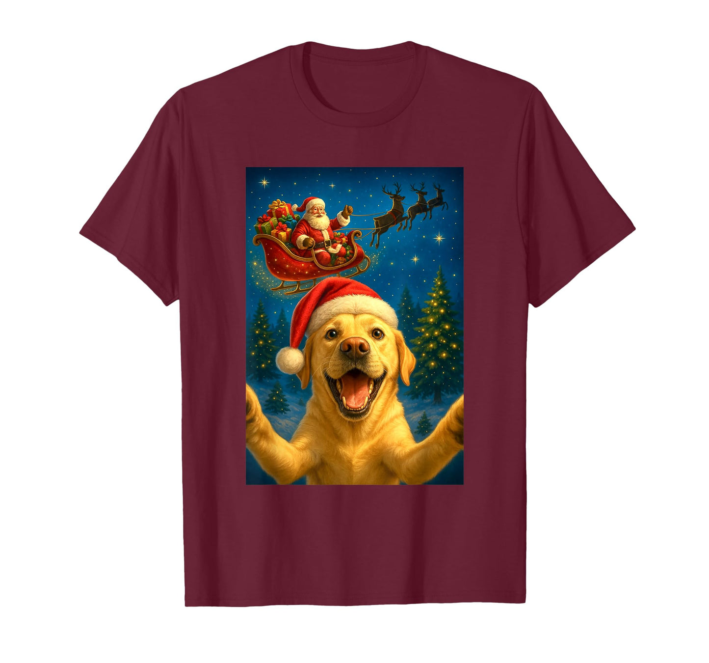 Christmas Dog Selfie with Santa Claus Funny Dog Graphic Xmas T-Shirt