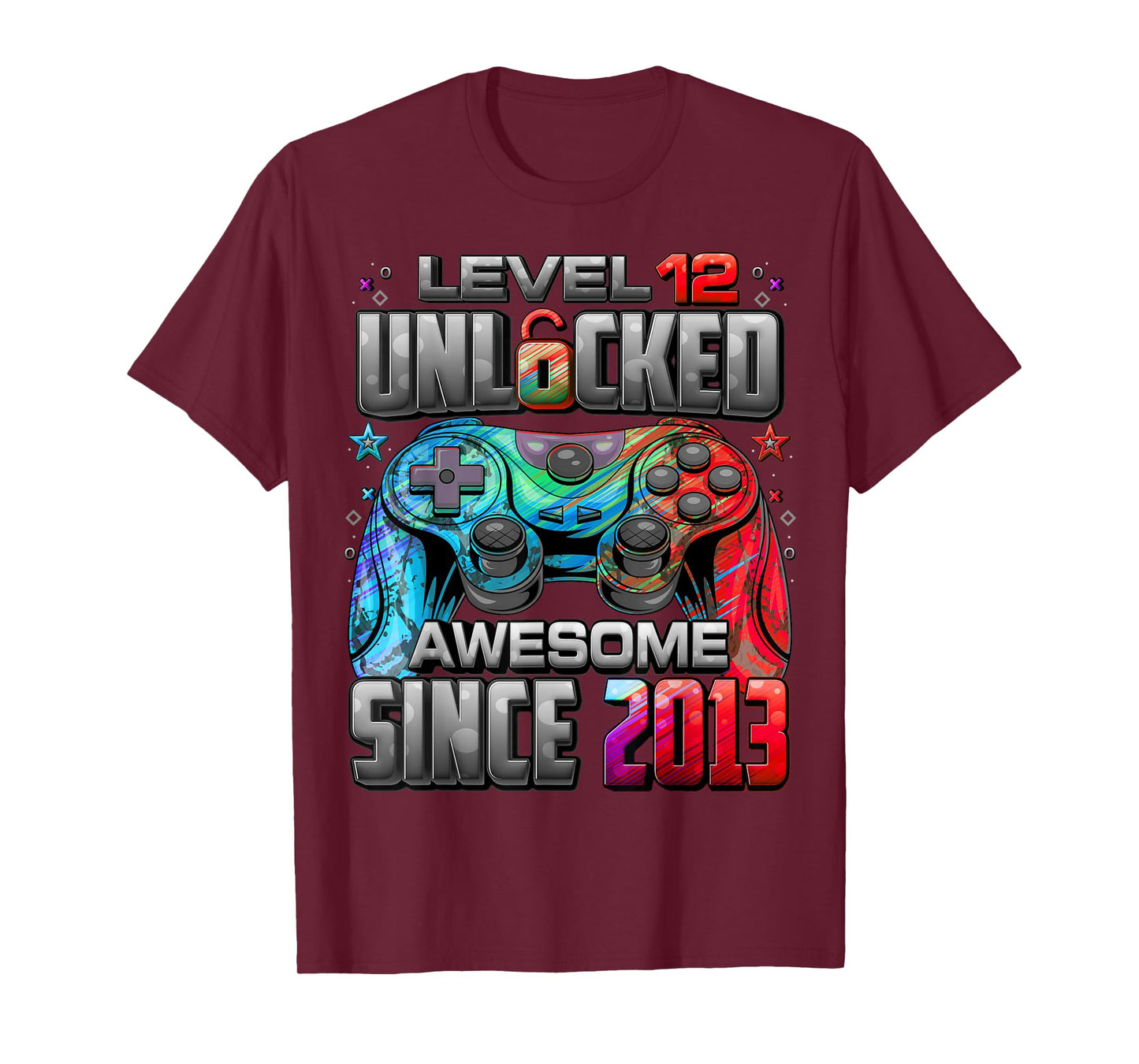 Level 12 Unlocked Awesome Since 2013 12th Birthday Gaming T-Shirt