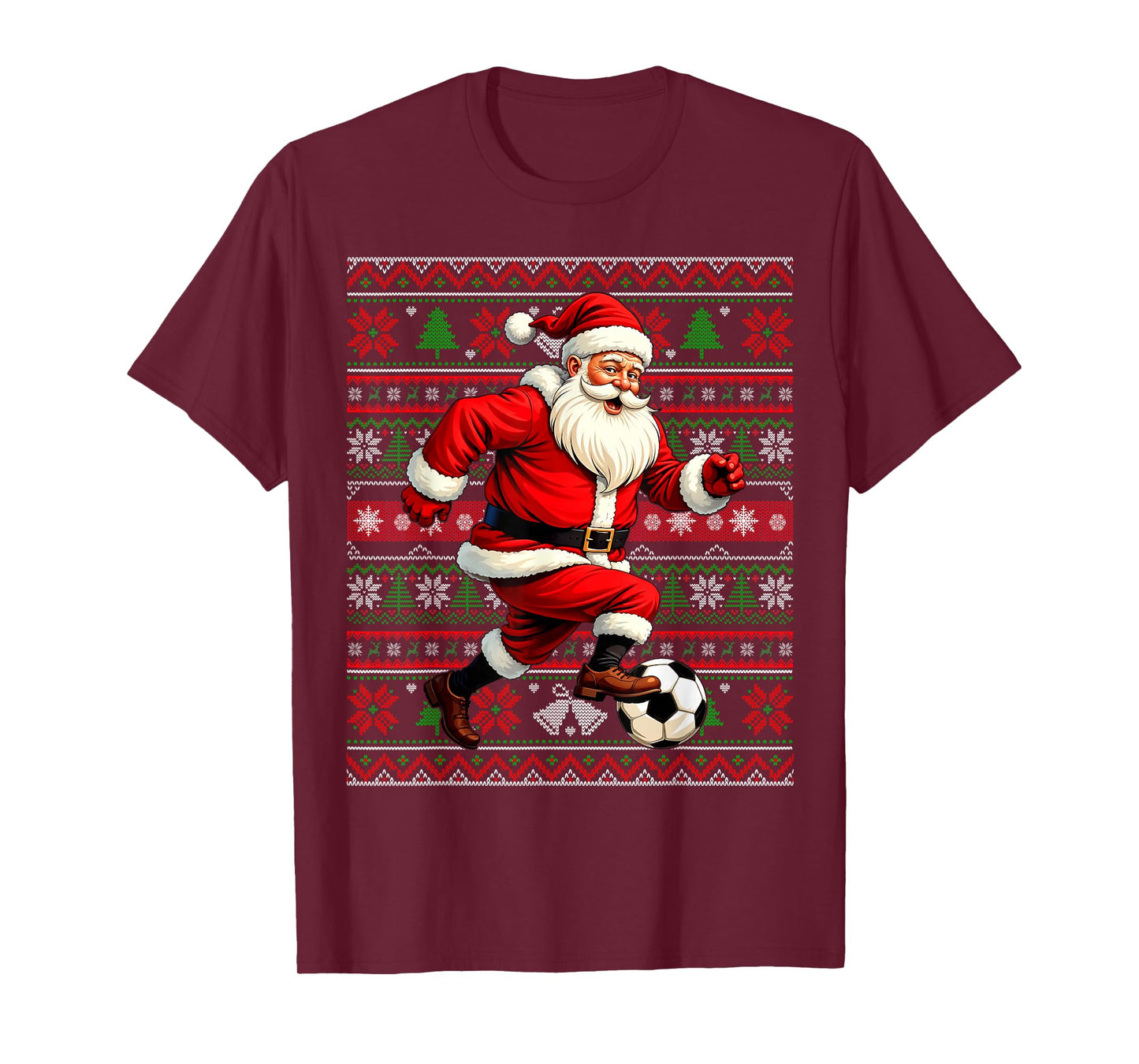 Funny Santa Playing Soccer Ugly Christmas Sweater Xmas T-Shirt