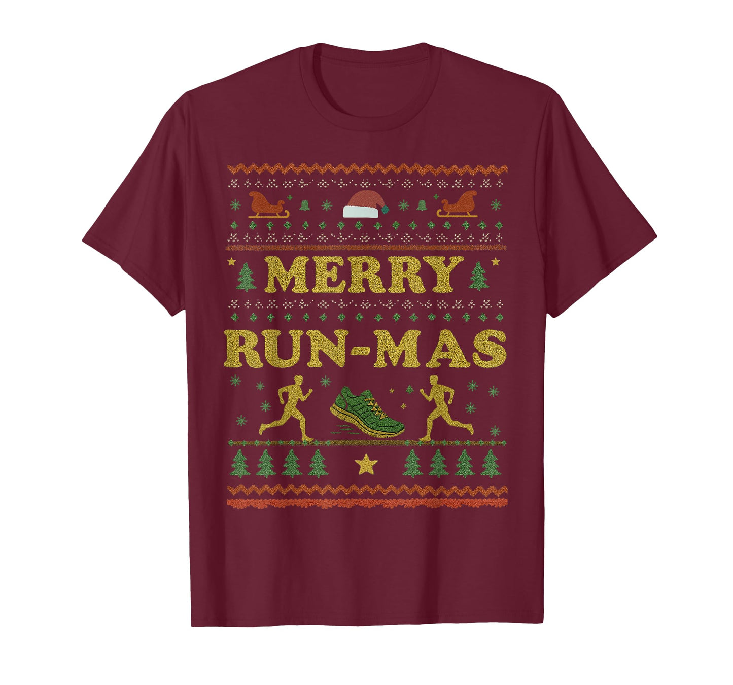 Merry Run-Mas Running Christmas Vintage Funny Runner Xmas T-Shirt