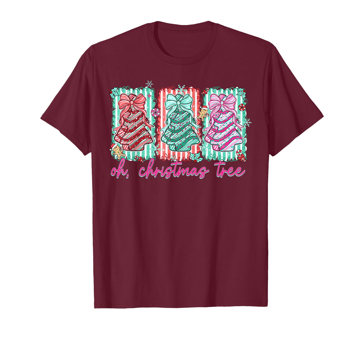 Oh Christmas Tree Cakes Debbie Becky Jen Cake Lovers Xmas T-Shirt