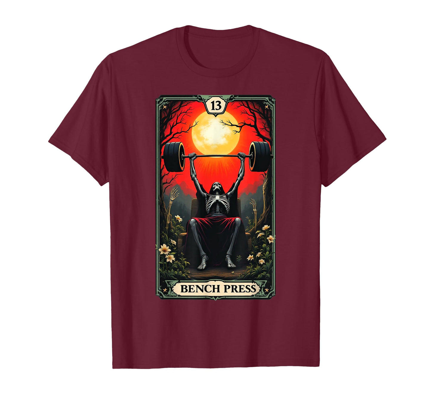 Funny Tarot Card Bench Press Gym Occult Workout Fitness T-Shirt