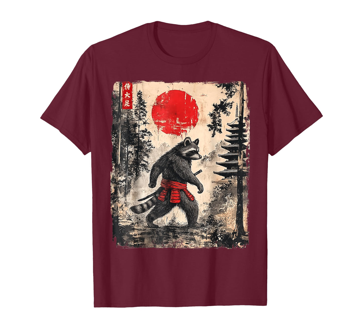 Samurai Raccoon Japanese Vintage Funny Gifts Graphic Art T-Shirt
