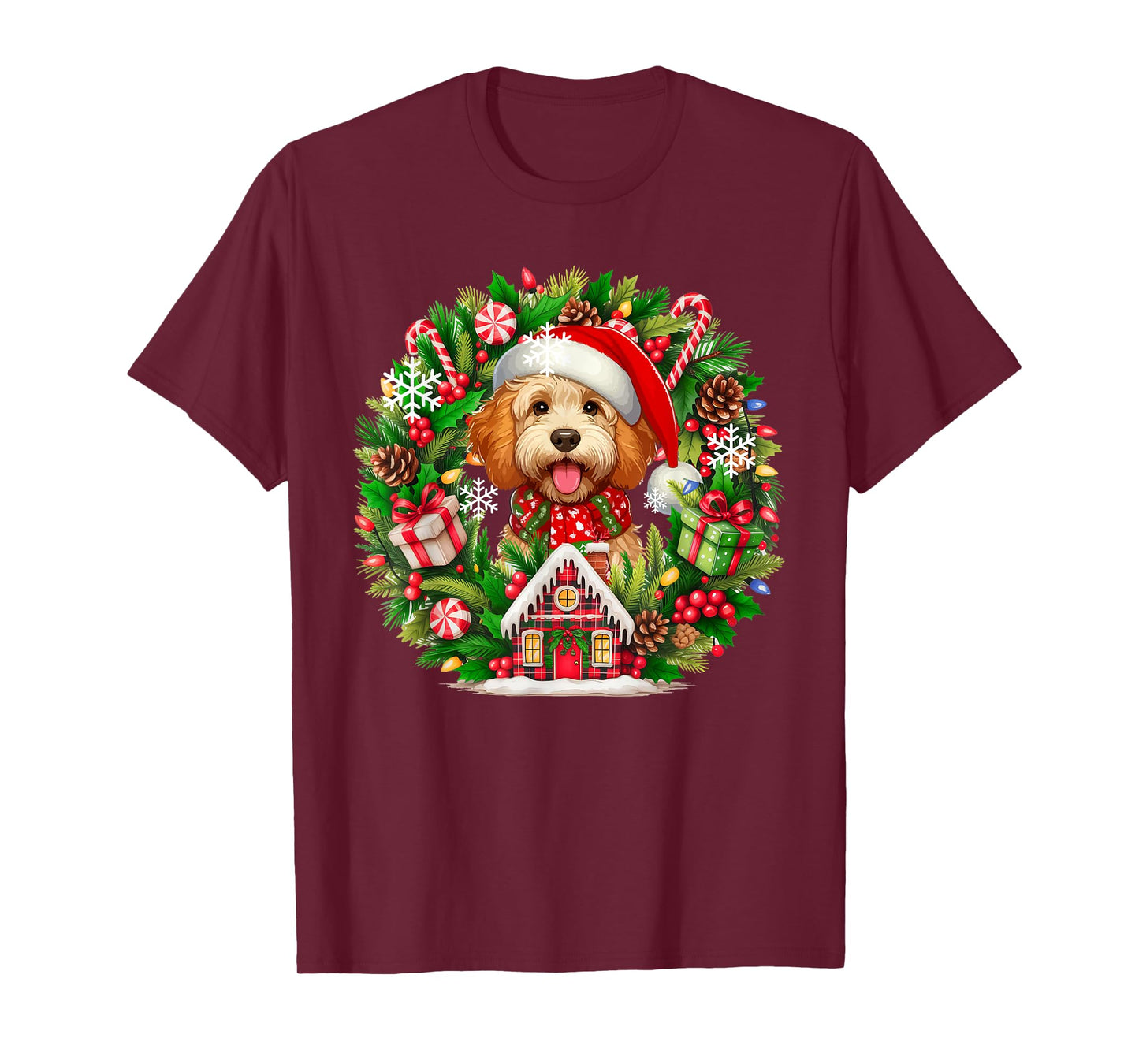 Santa Sproodle Christmas Floral Circle Matching Owner Kids T-Shirt