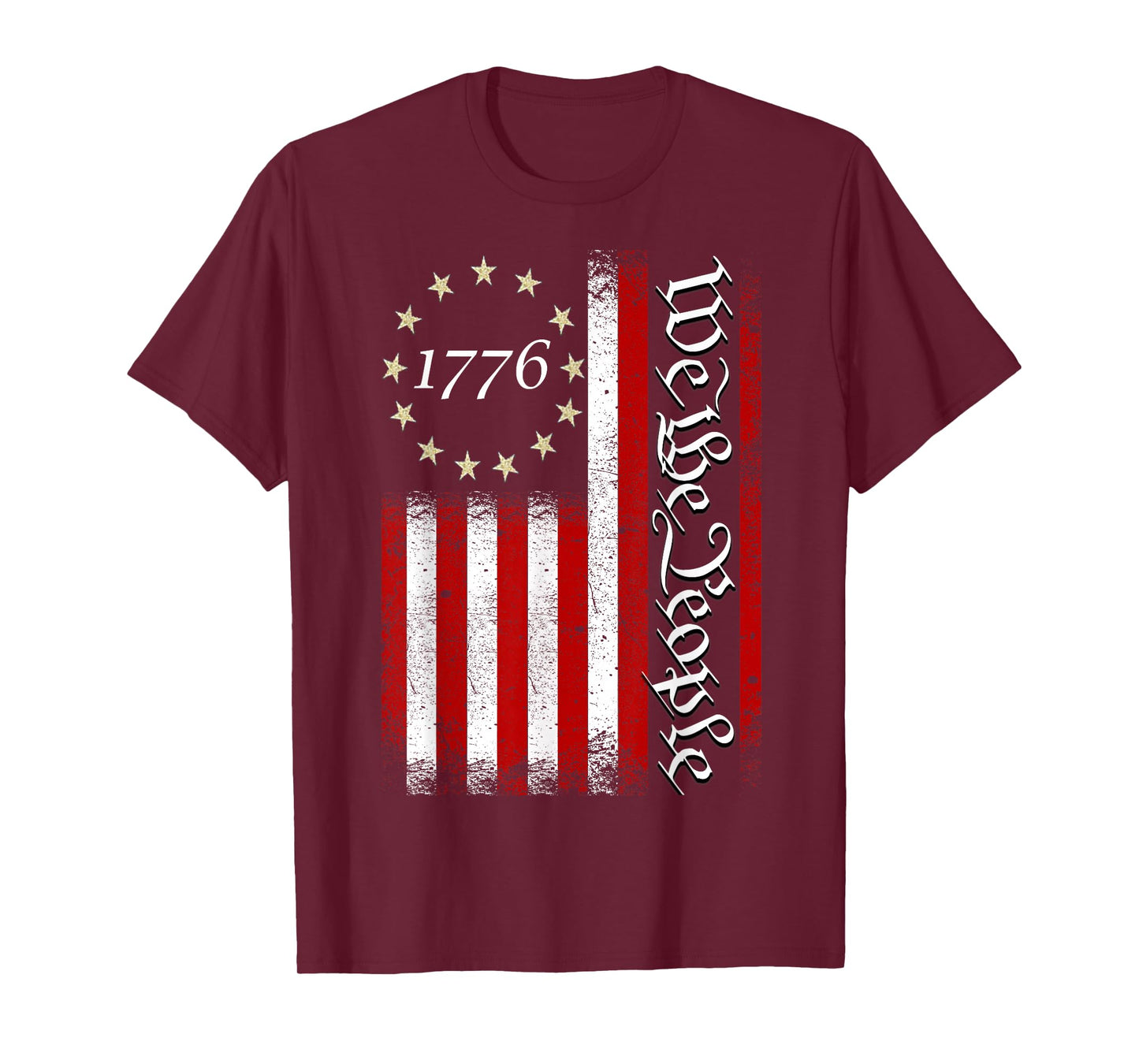 Vintage Old American Flag Patriotic 1776 We The People USA T-Shirt
