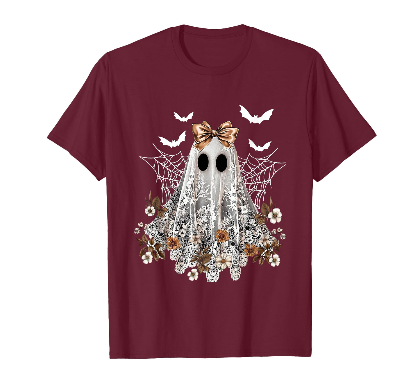 Halloween Shirt Floral Ghost Halloween Costume Girls Women T-Shirt