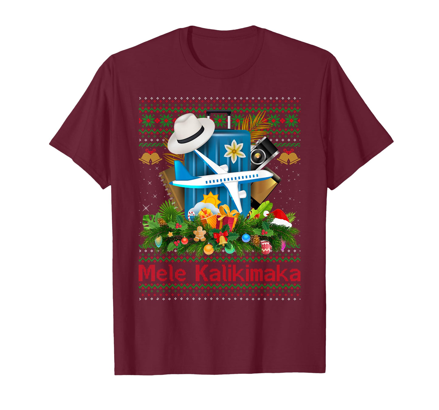 Ugly Christmas Sweaters Hawaiian Vacation Mele Kalikimaka T-Shirt