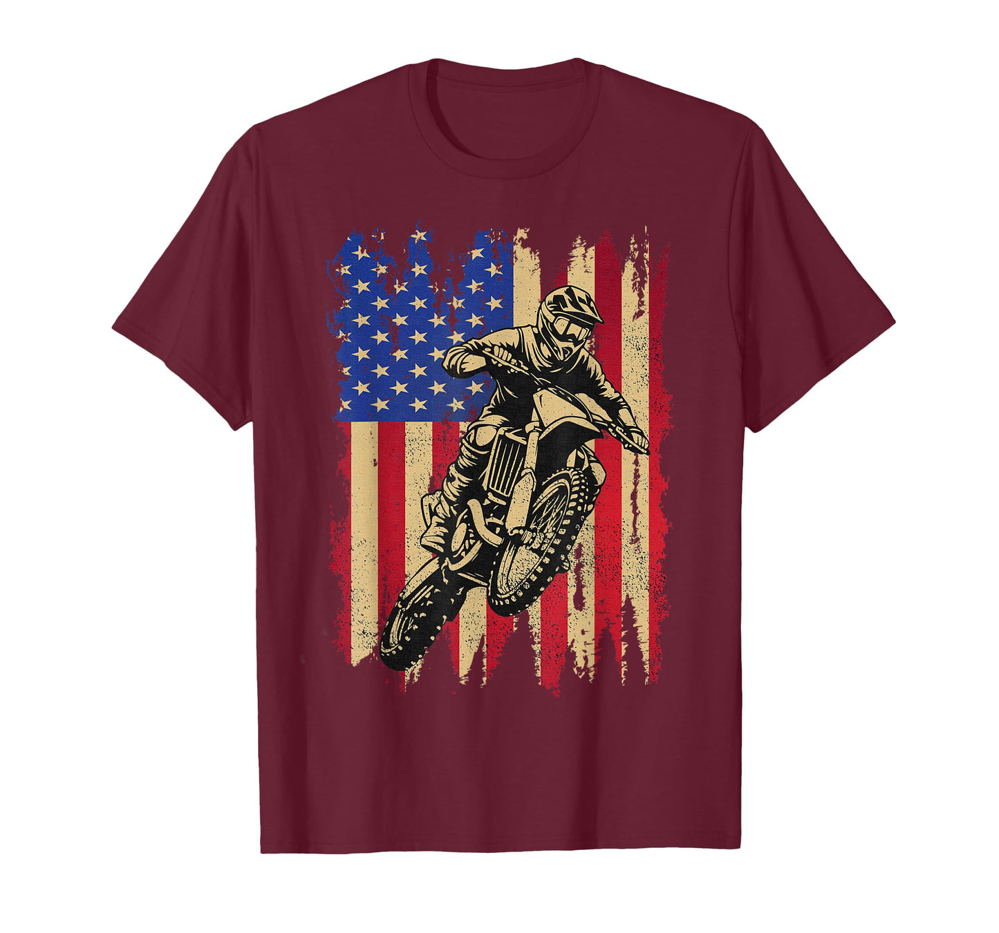 Dirt Bike Motocross Racing US Flag Patriotic Man Biker Boys T-Shirt