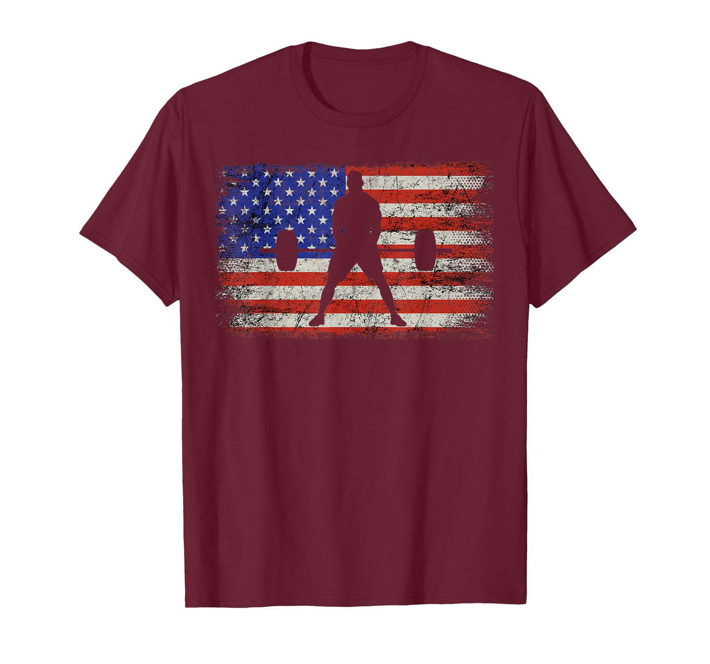 Weightlifting Patriotic Barbell American Flag Weight Lifter T-Shirt