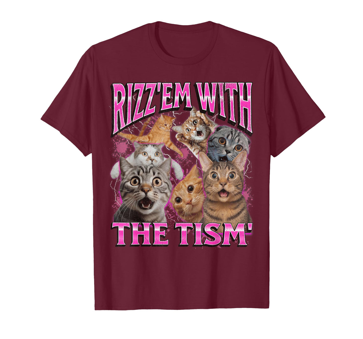 Rizz Em' With The Tism' Funny Cat Meme Bootleg Graphic 90s Men Women T-Shirt