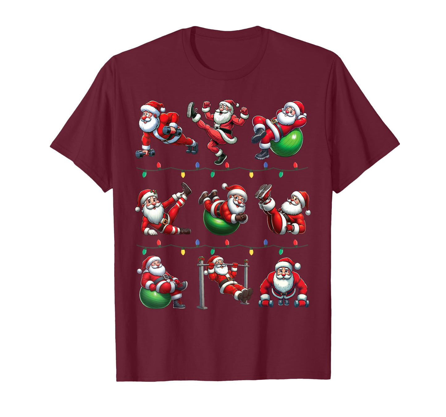 Santa Fitness Collection Gym Workout Weightlifting Christmas T-Shirt