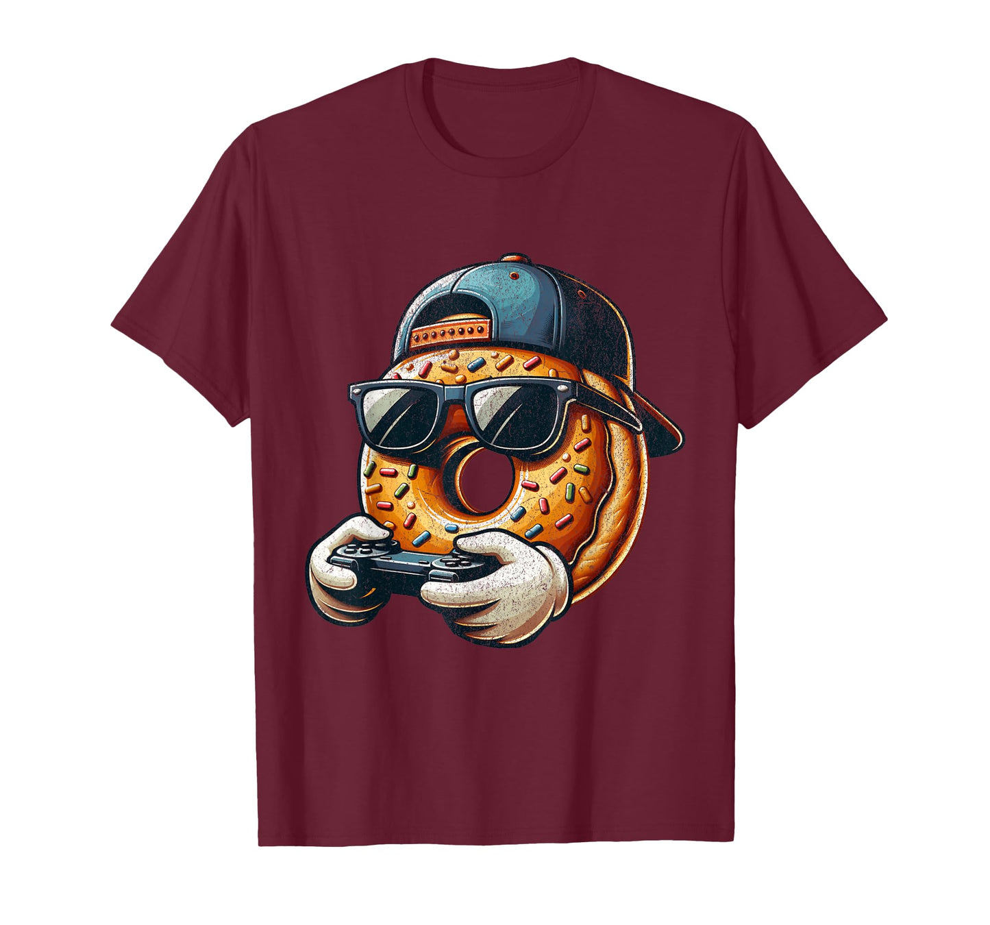 Cool Donut Playing Video Games. Funny Video Games Donuts T-Shirt