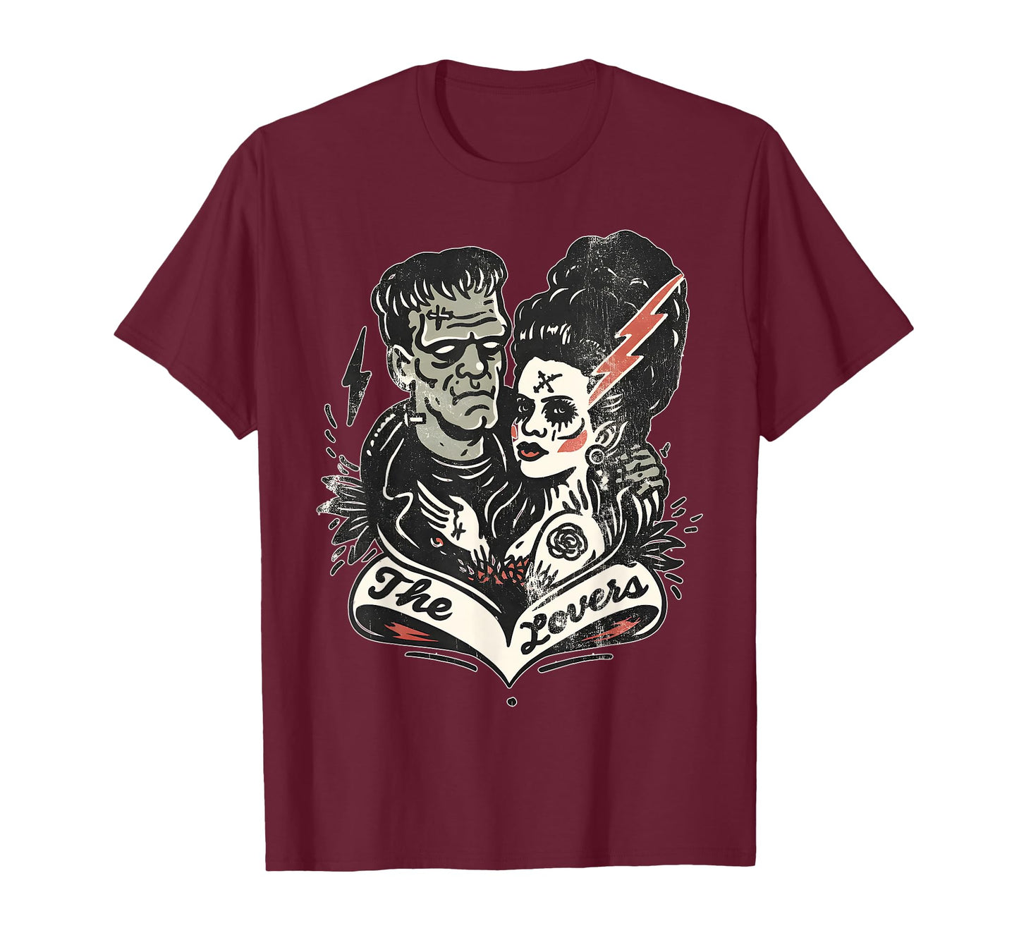 The Lovers Frankenstein & Bride Tarot Card Vintage Horror T-Shirt