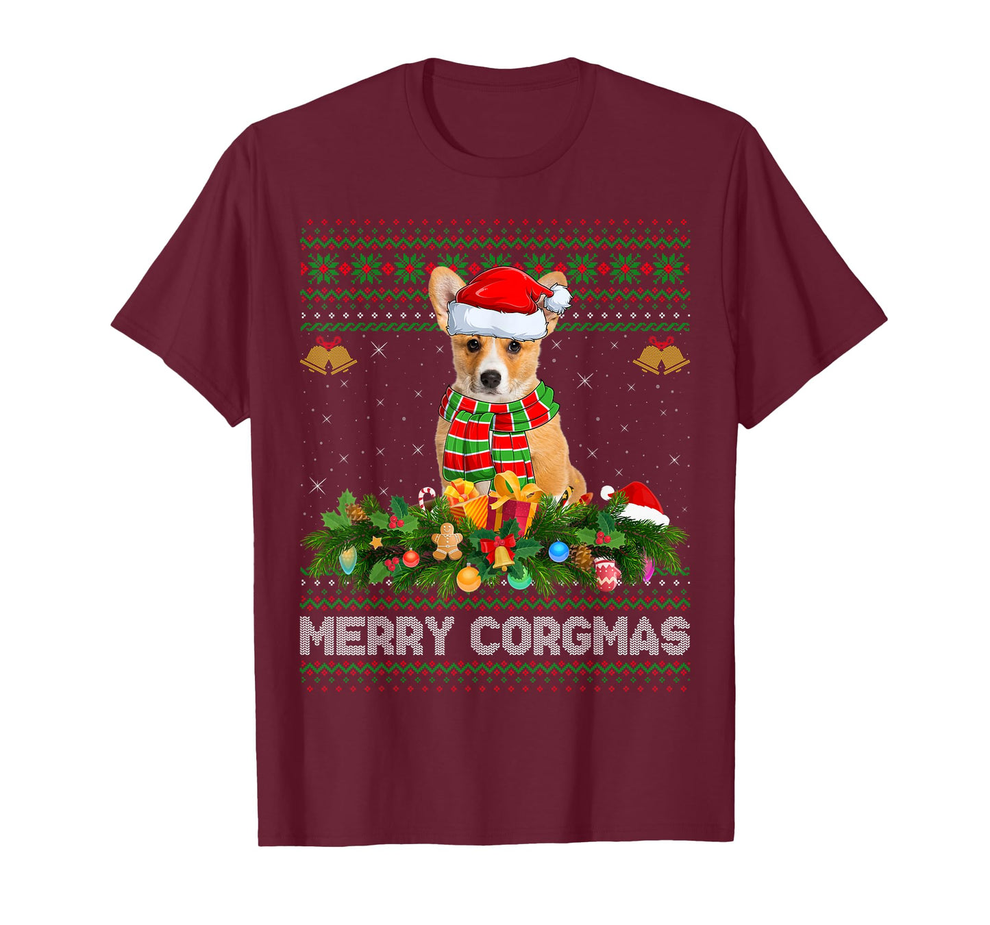 Merry Corgmas Corgi Dog Ugly Christmas Sweaters Dog Xmas T-Shirt