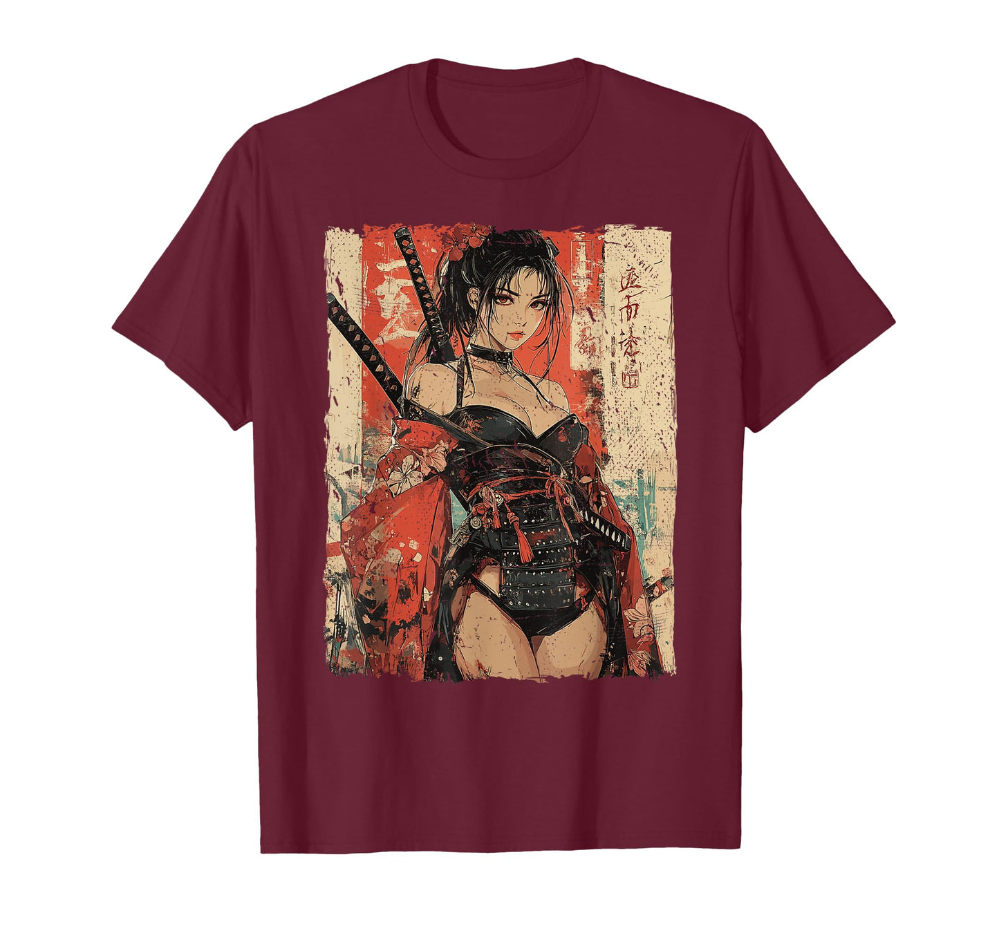 Samurai Warrior Waifu Girl Japanese Ukiyo-e Manga Samurai T-Shirt