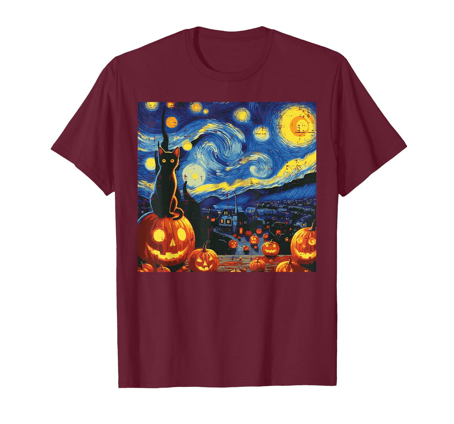 Halloween Starry Night Cat Pumpkins Costume Men Women Kids T-Shirt