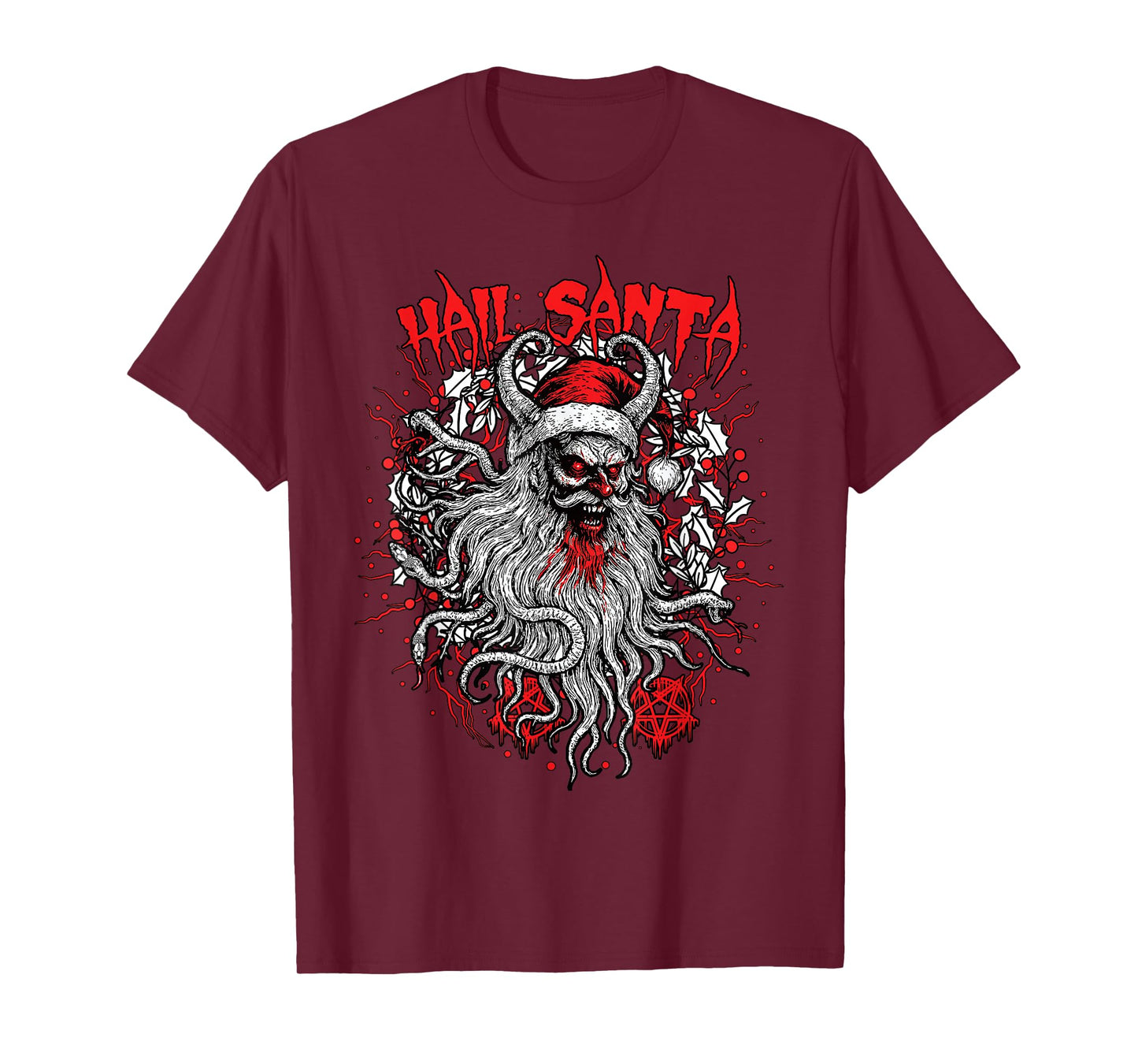 Hail Santa Krampus Pagan Solstice Gothic Wiccan Christmas T-Shirt