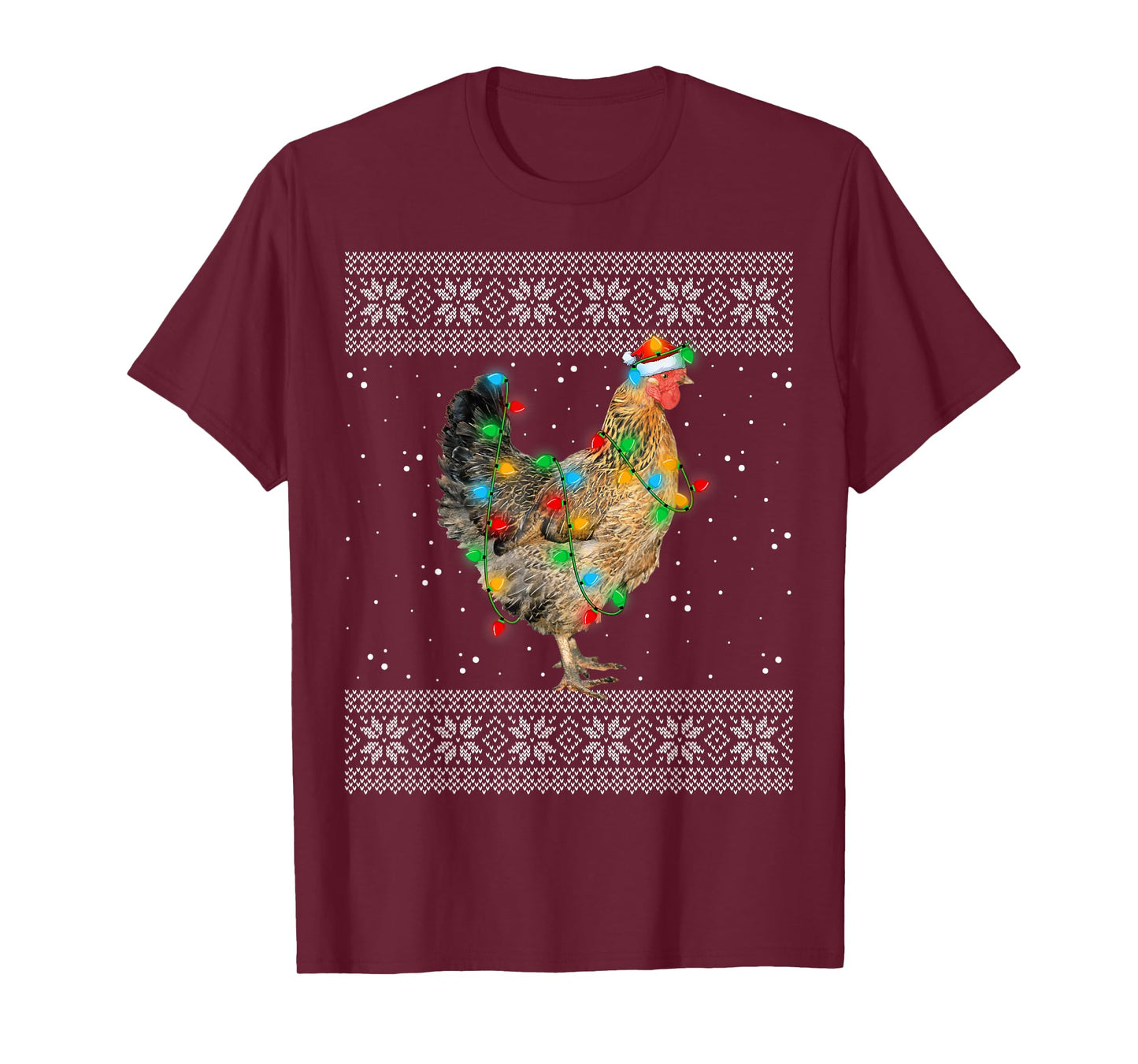 Santa Hat Chicken Ugly Xmas Sweater Funny Chicken Christmas T-Shirt