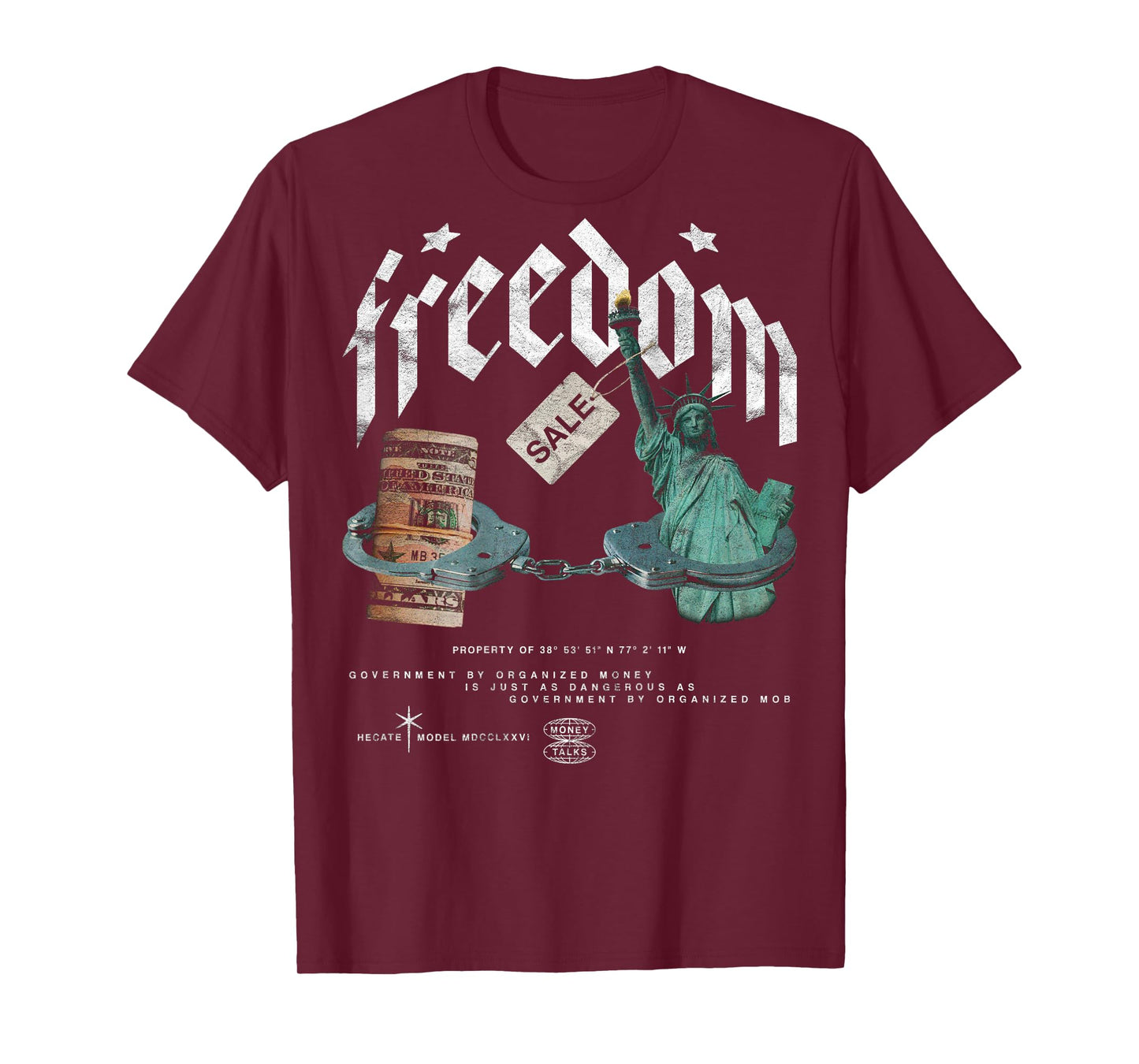 Freedom Vintage Streetwear Urban Hip Hop Rock Y2K Back Print T-Shirt