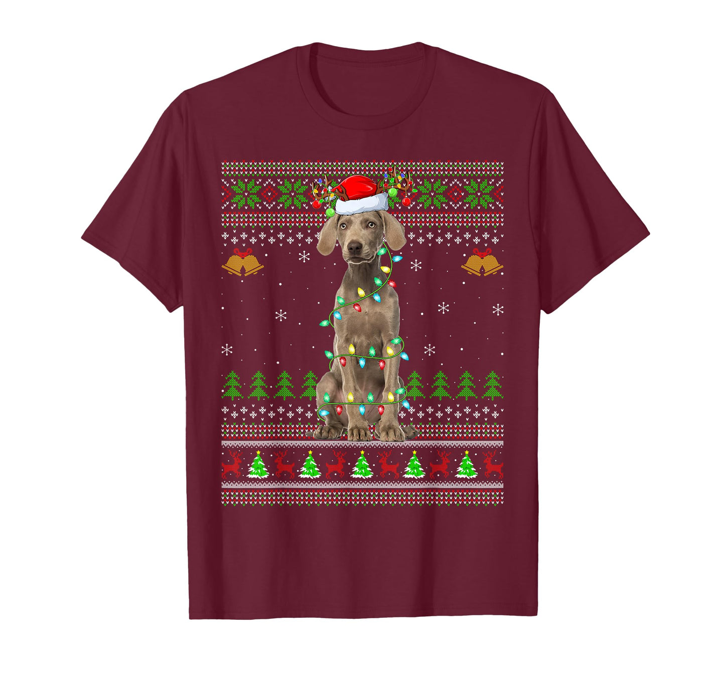 Weimaraner Dog Ugly Christmas Sweaters Holiday Santa Xmas T-Shirt