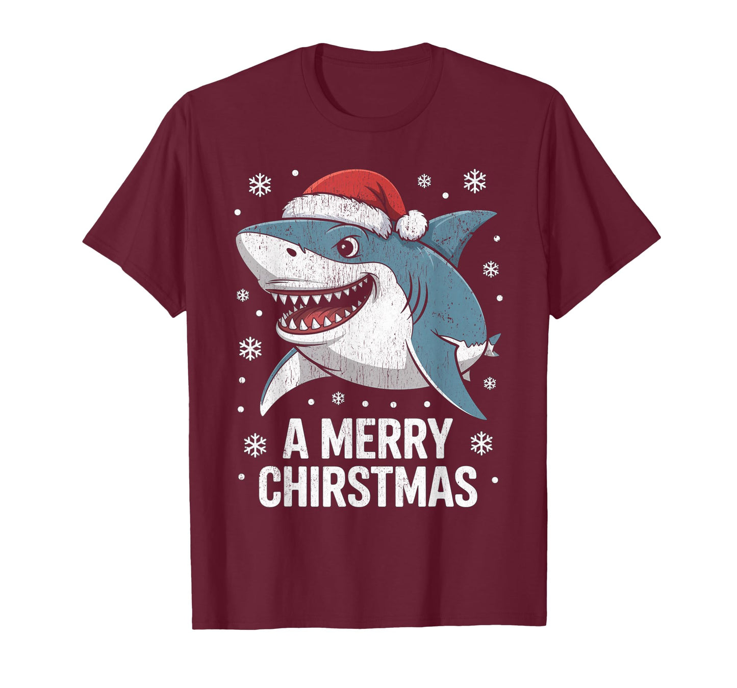 A Merry Christmas Funny Shark Santa Hat T-Shirt