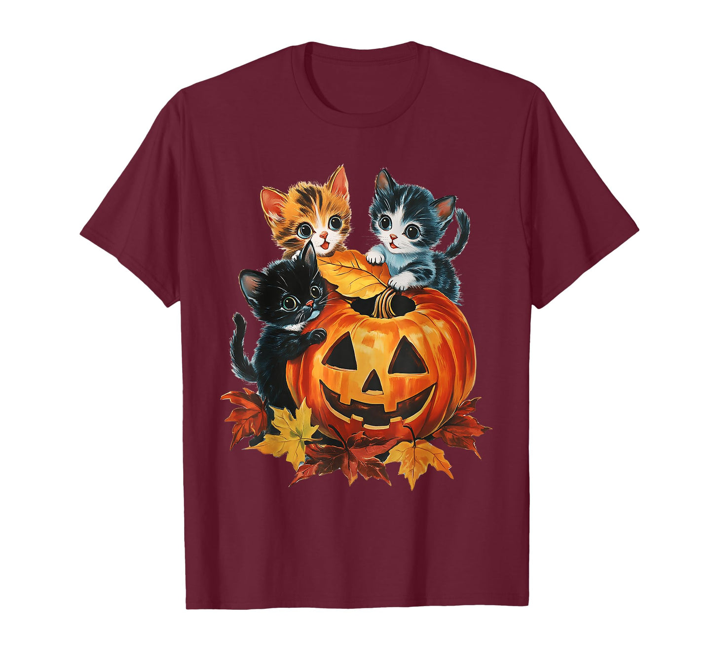 Cute Cat Pumpkin Halloween Spooky Season Vintage Men Women T-Shirt