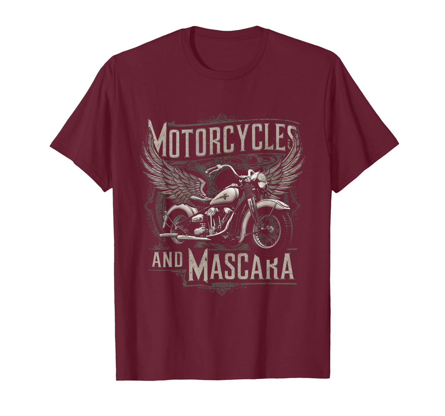 Vintage Motorcycles And Mascara Womens Cute Motor Lover T-Shirt