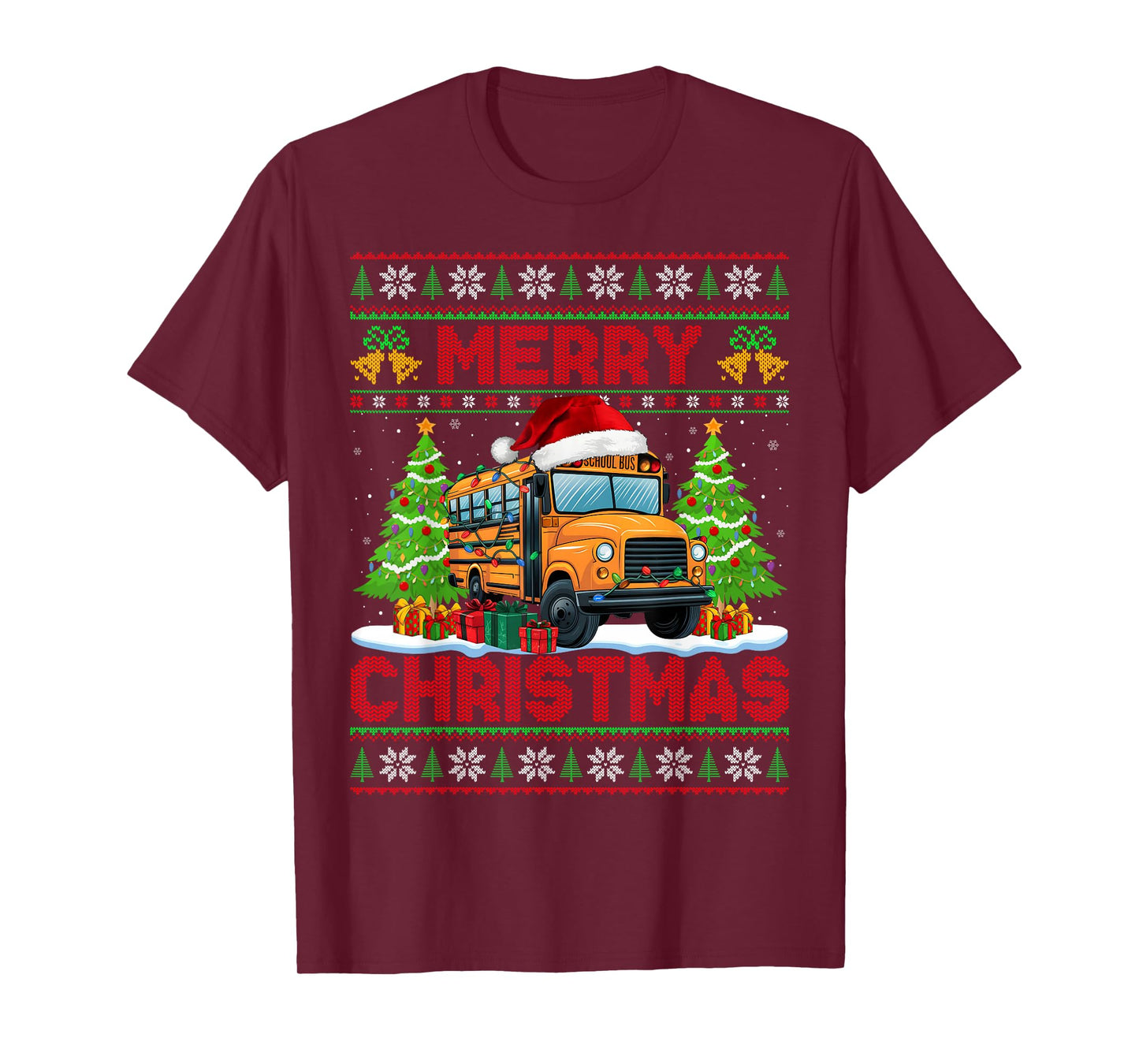 School Bus Ugly Christmas Sweaters Bus Driver Adult and Kids T-Shirt