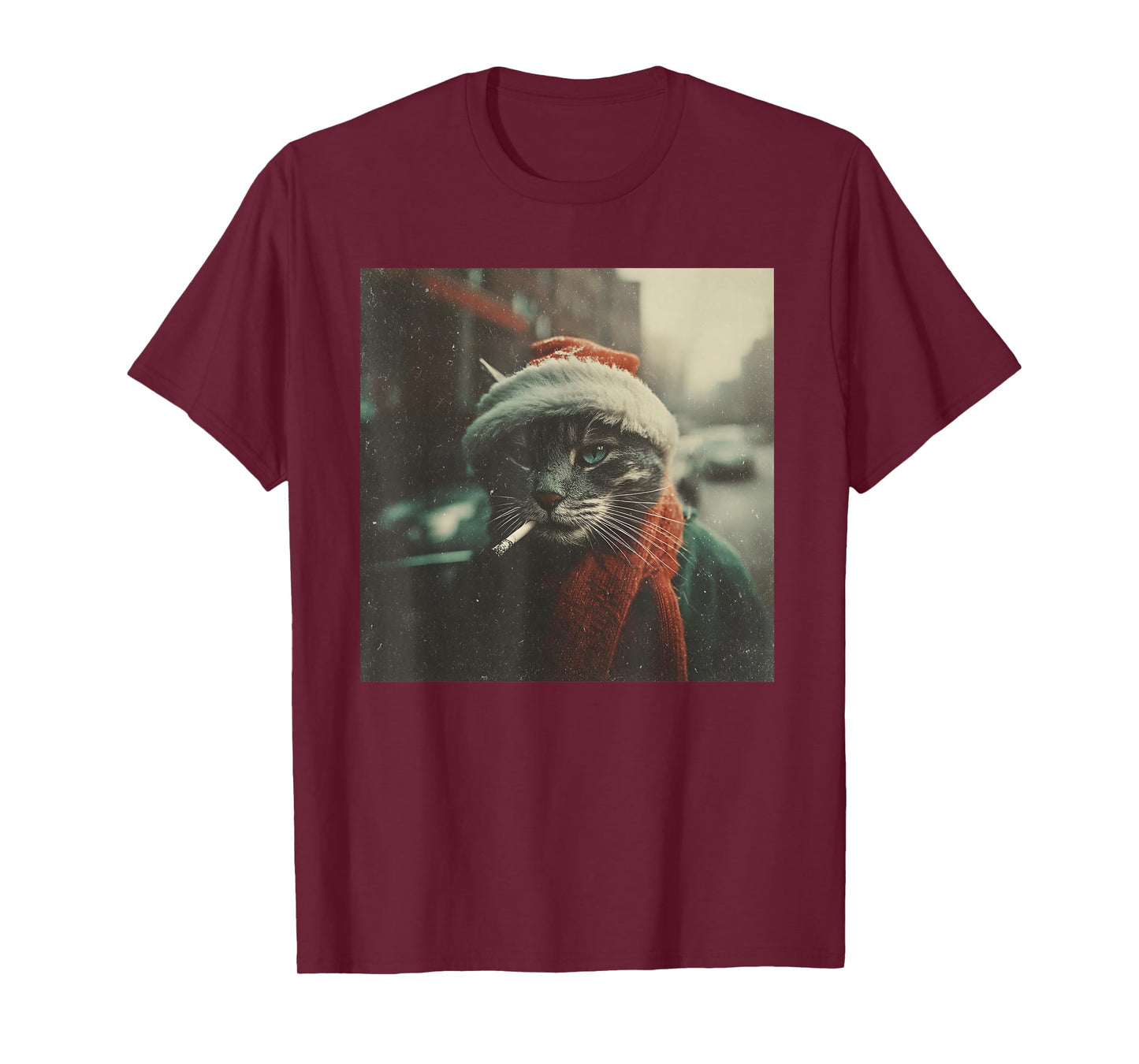 Santa Cat Cigarette Noir Holiday Winter Scarf Festive T-Shirt