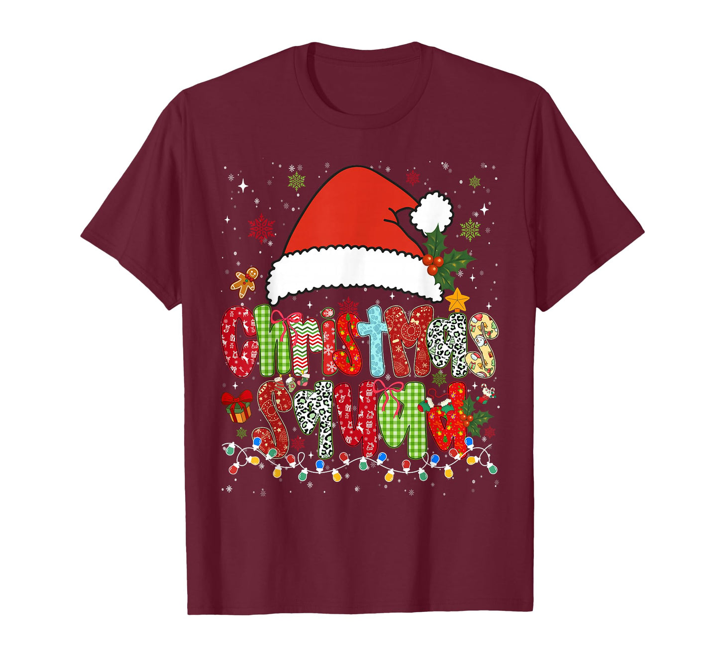 Funny Christmas Squad Family Matching Pajamas Bows Santa Hat T-Shirt
