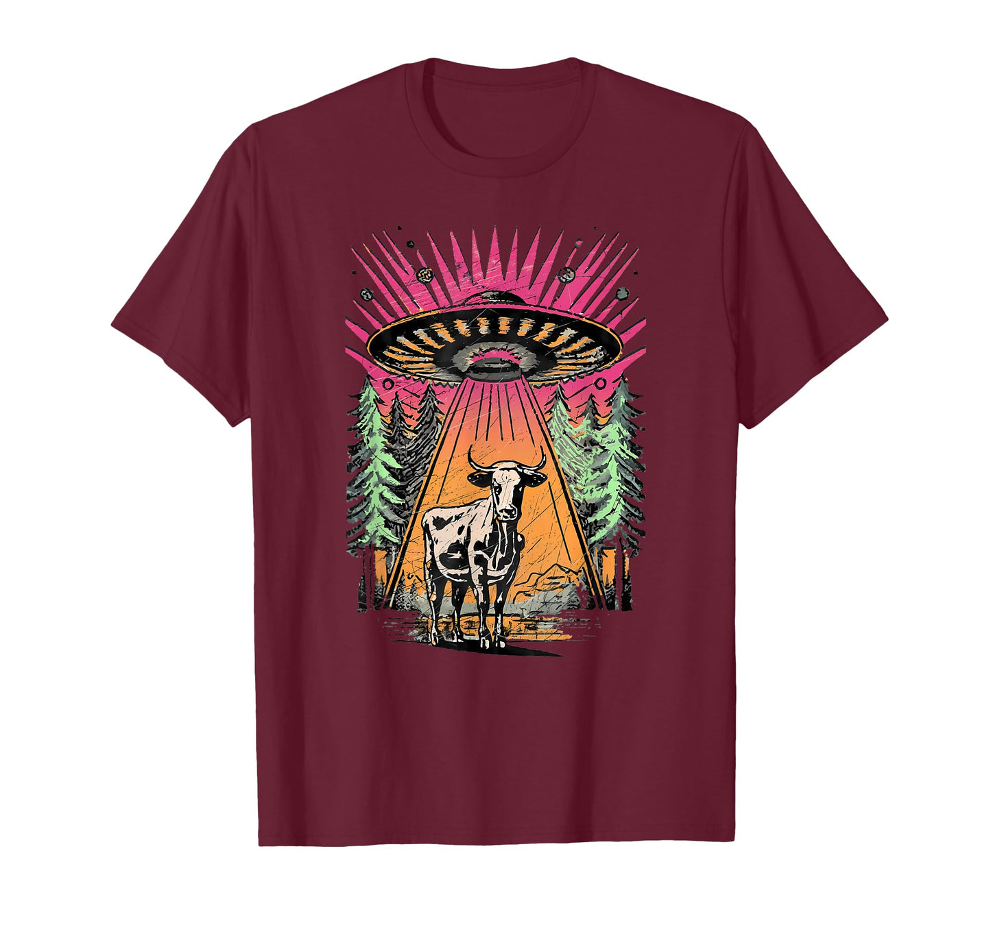 UFO Cow Abduction Funny Vintage Retro Alien Paranormal T-Shirt
