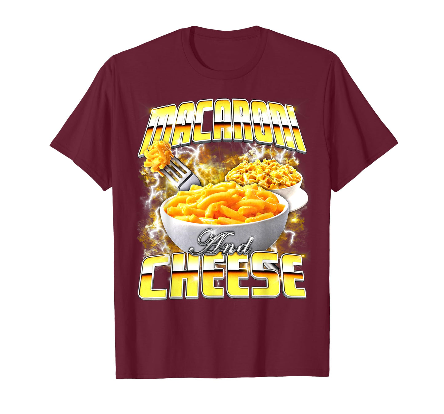 Macaroni and Cheese Meme Bootleg Rap Style 90s Vintage Funny T-Shirt