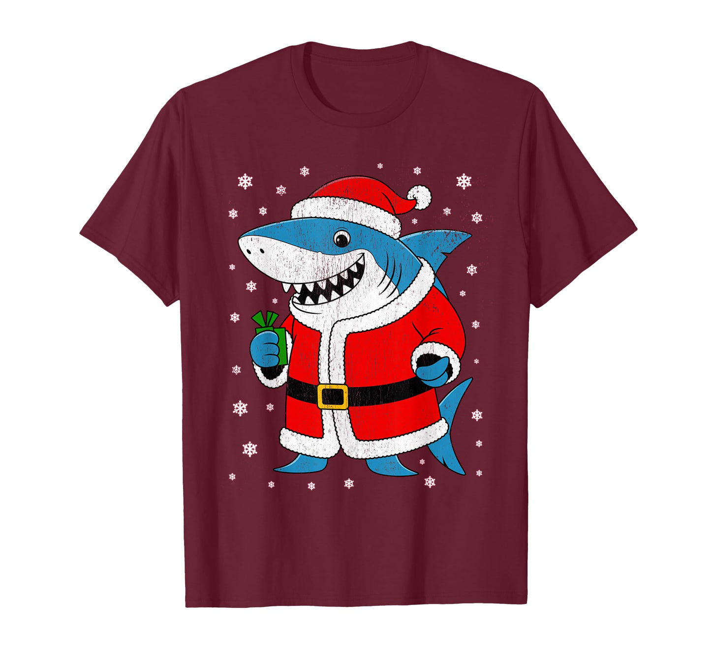 Funny Shark Santa Hat Christmas T-Shirt