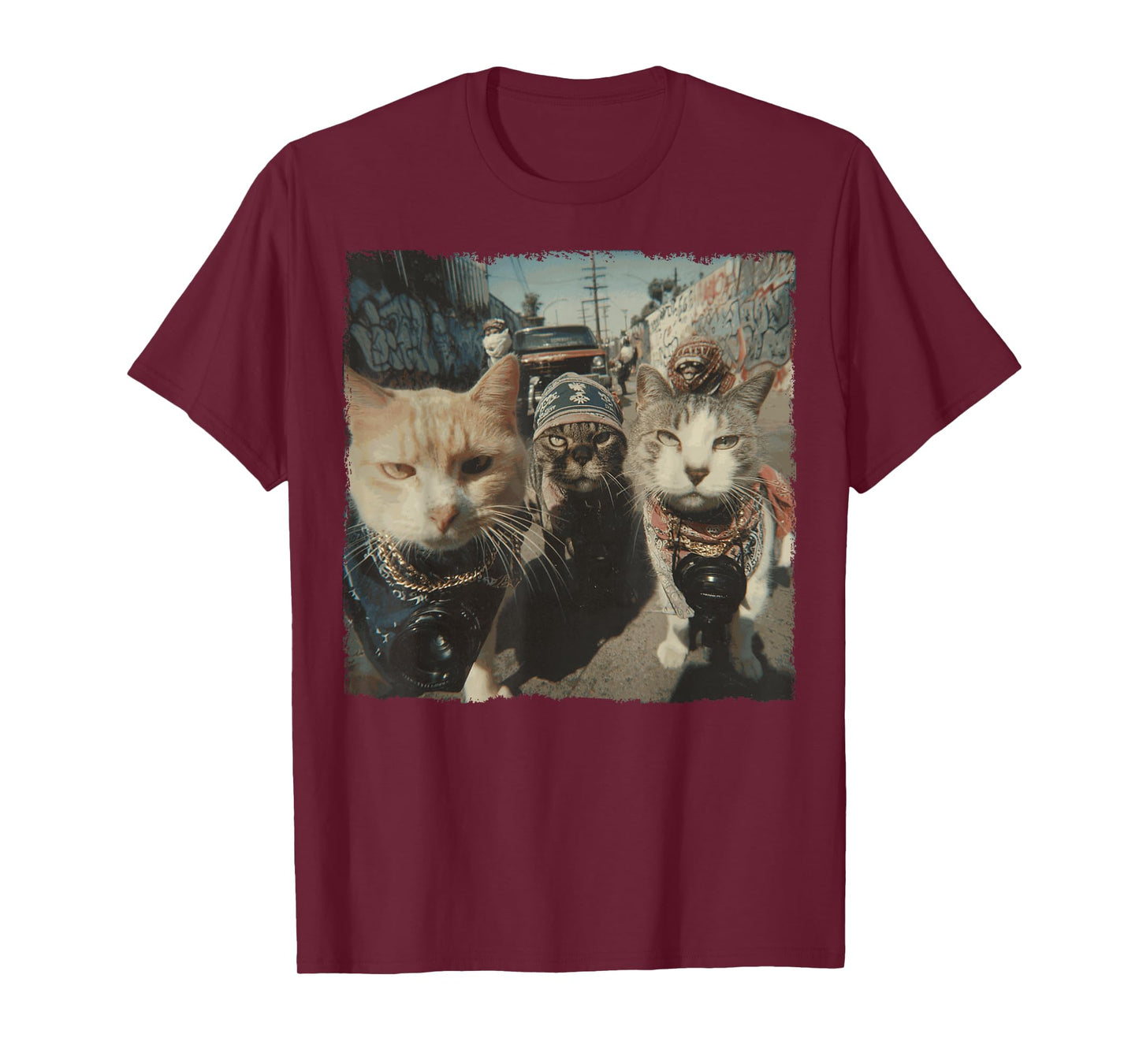 Funny Graphic Cat Gangster Funny T-Shirt