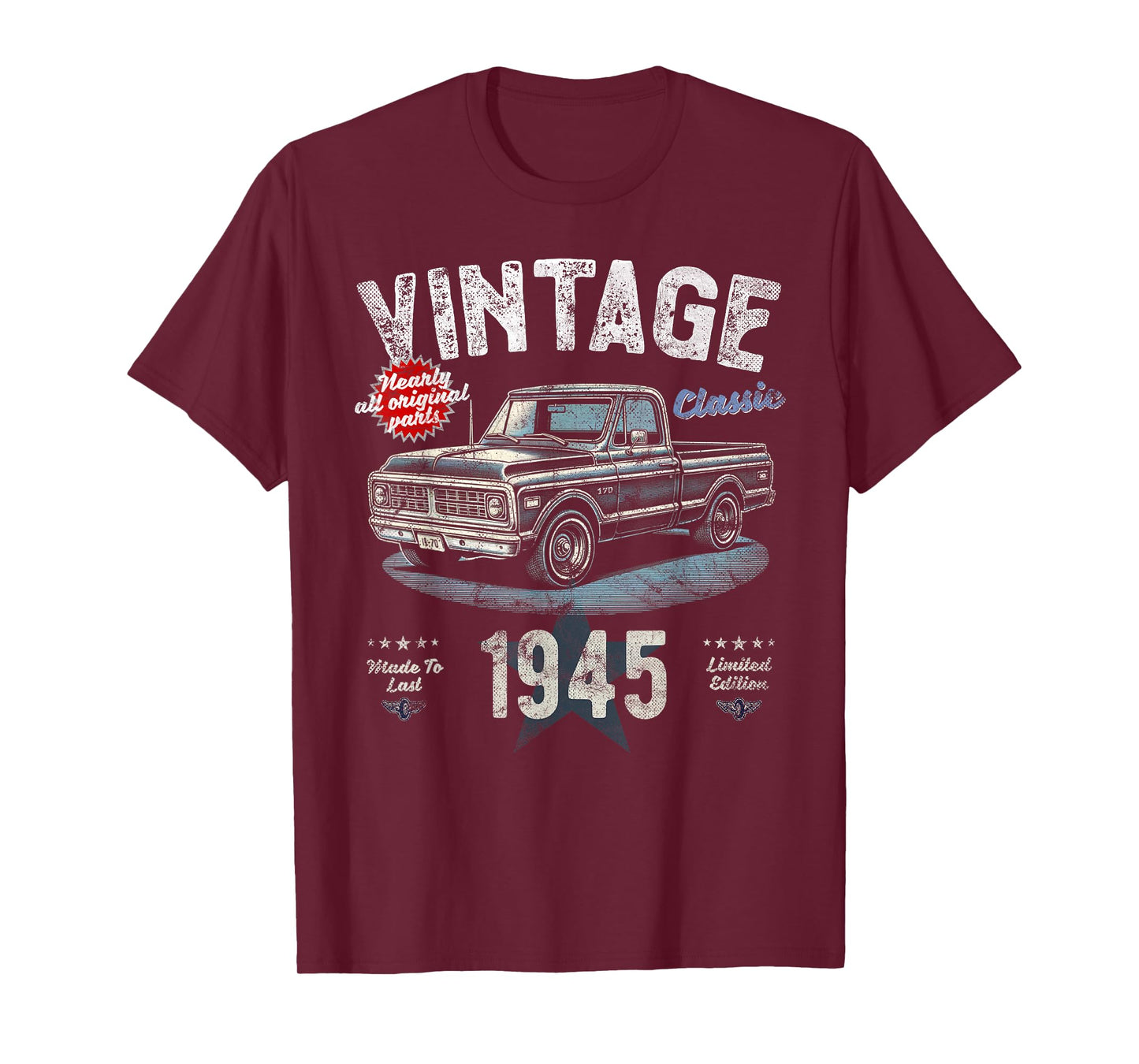Vintage, Born 1945, 80th Birthday, Classic Pick Up Truck T-Shirt